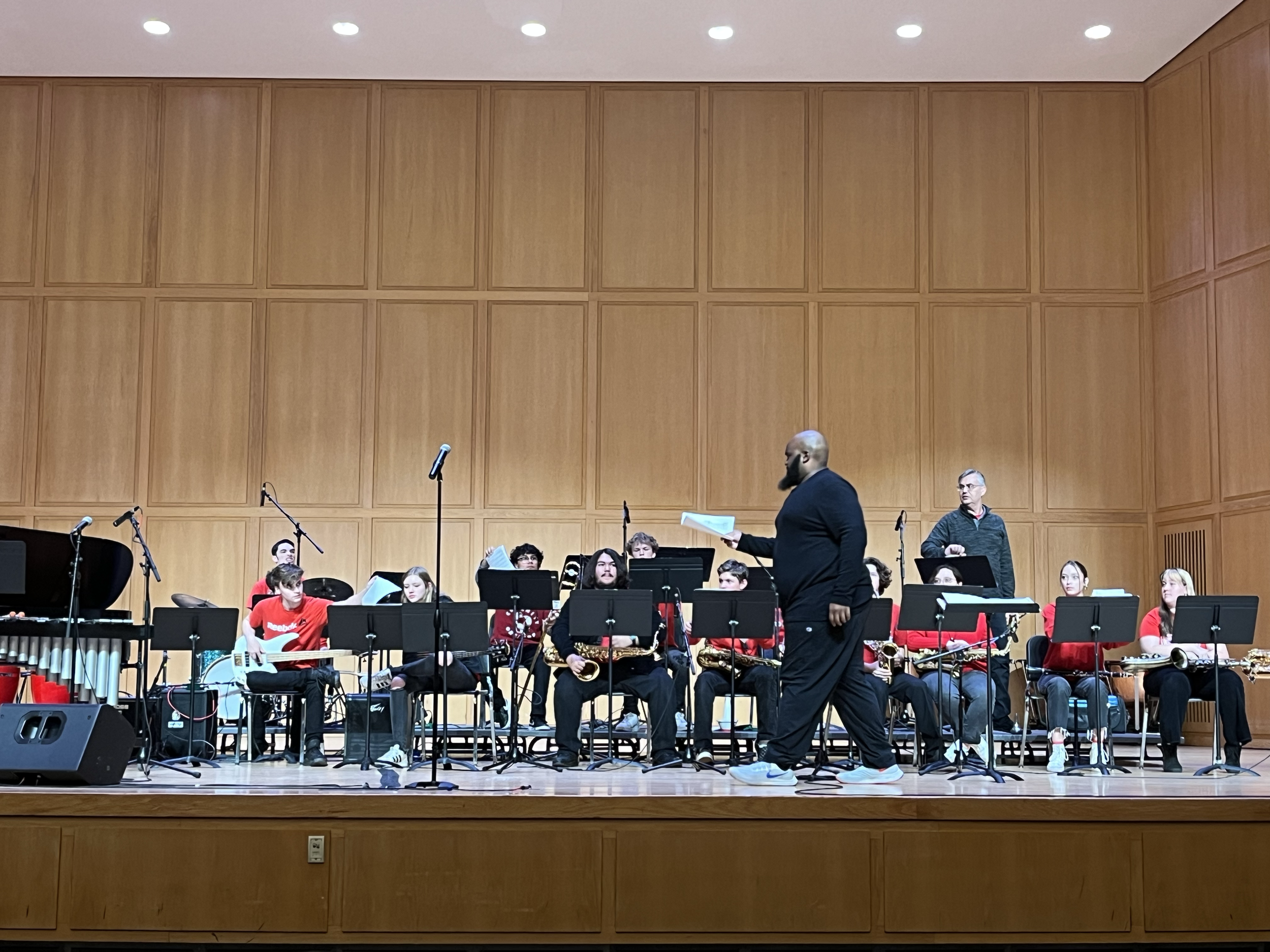 Jazz Orchestra Adjudicating Richmond High School as Festival Faculty in Kresge Auditorium Day 2 of Depauw Jazz Festival