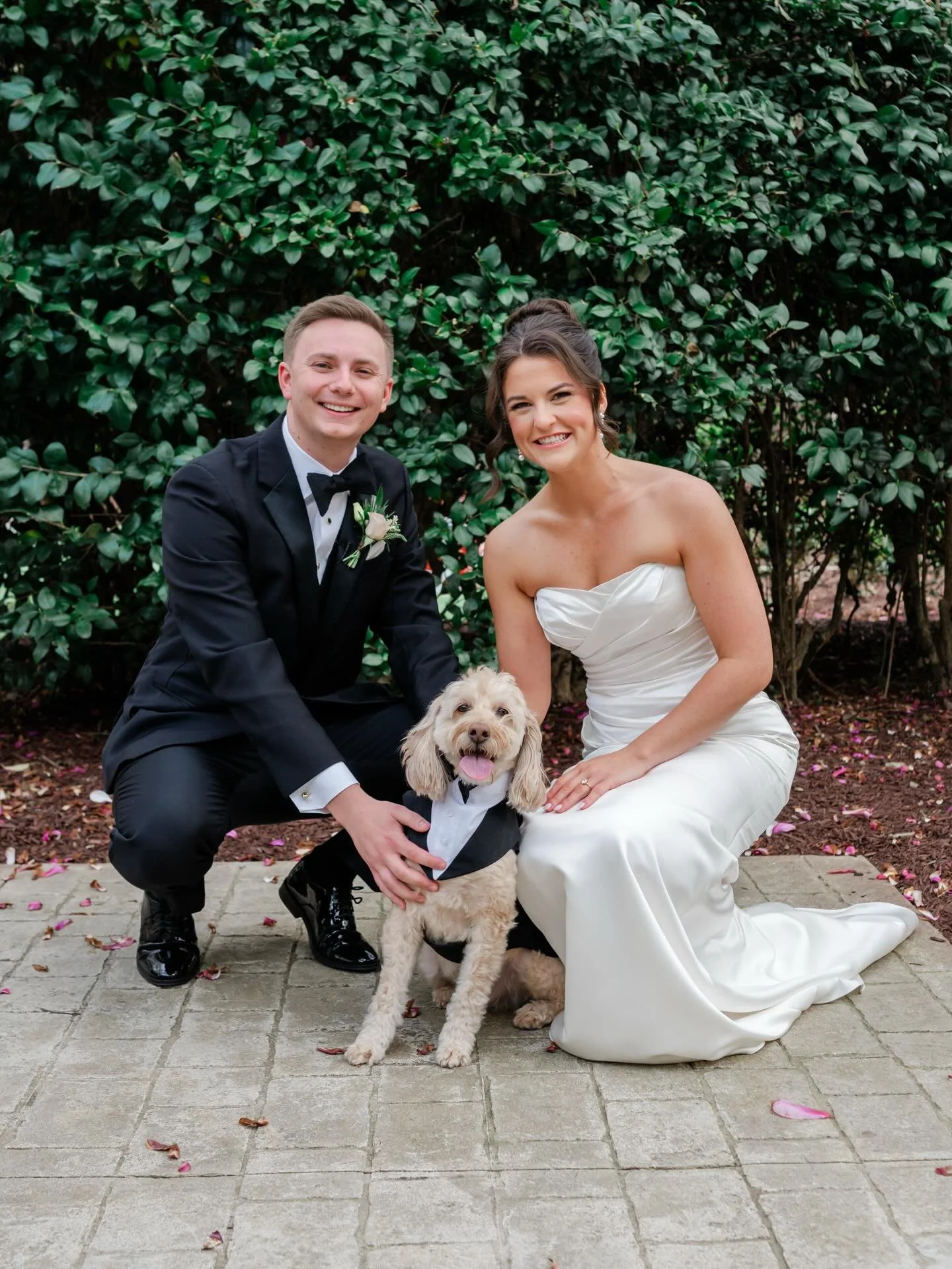 ✨CAROLINE + HER FUR BABY &amp; HUBBY✨
.
.
Caroline contacted us when her initial MU Team couldn&rsquo;t assist her on her wedding day. I&rsquo;m thrilled we were able to step in at the last moment to celebrate with her! She radiated joy, and the happ