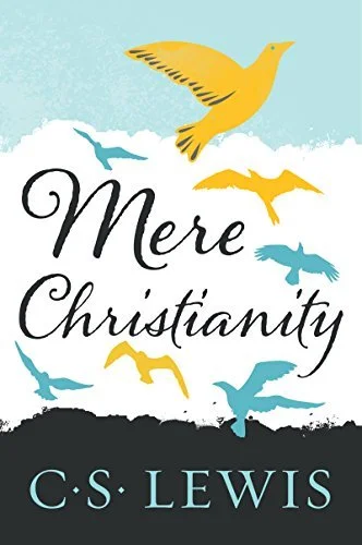 "Mere Christianity" book cover by C.S. Lewis featuring flying birds.