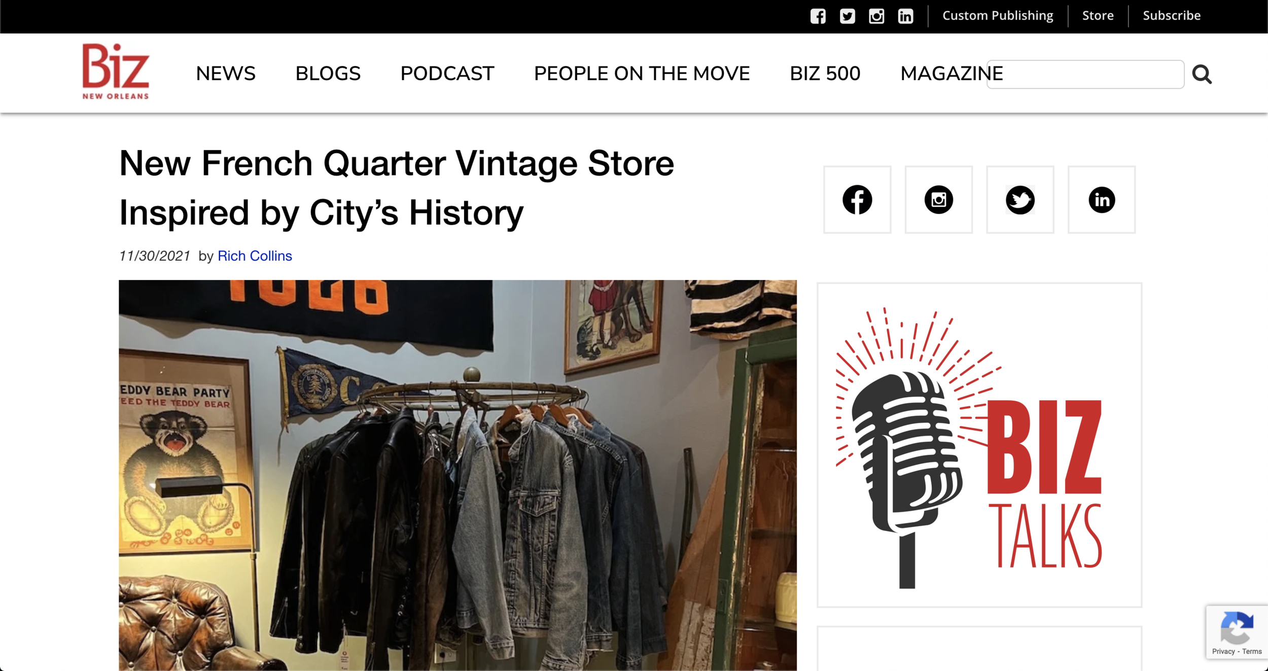 Biz New Orleans - New French Quarter Vintage Store Inspired by City’s History