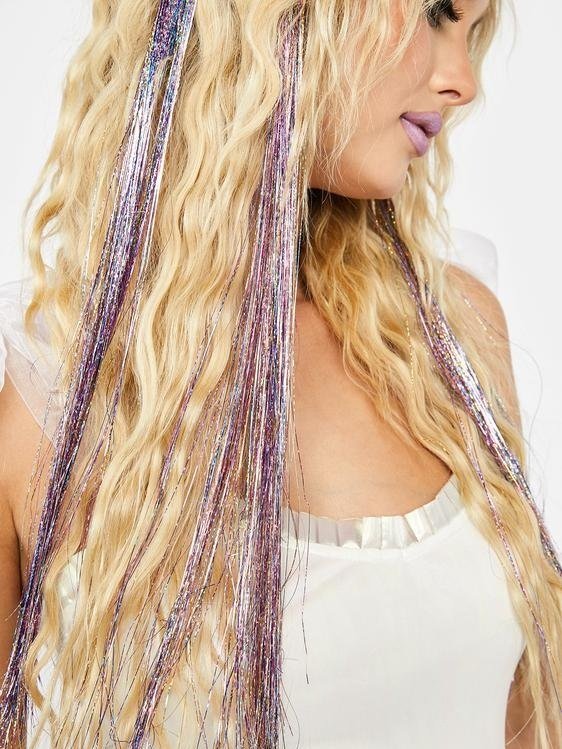PASTEL RAINBOW HOLOGRAPHIC TINSEL HAIR CLIP-INS FROM DOLLS KILL, £13