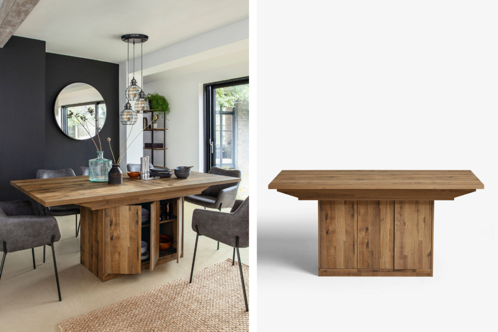  Bronx Oak Effect Storage Pedestal Extending Dining Table from Next 