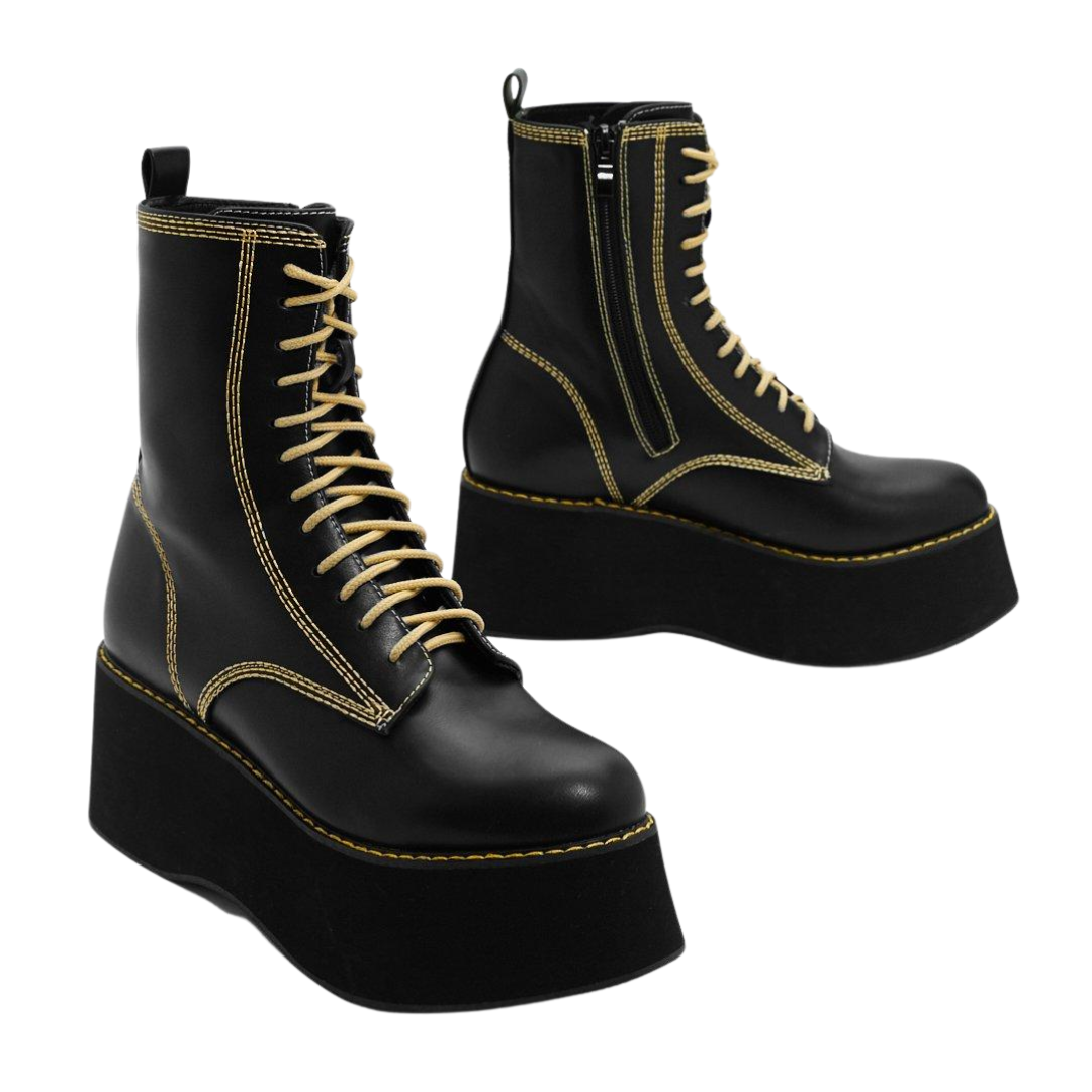 3. Contrast Lace Up Platform Biker Boots From Nasty Gal, £29.40
