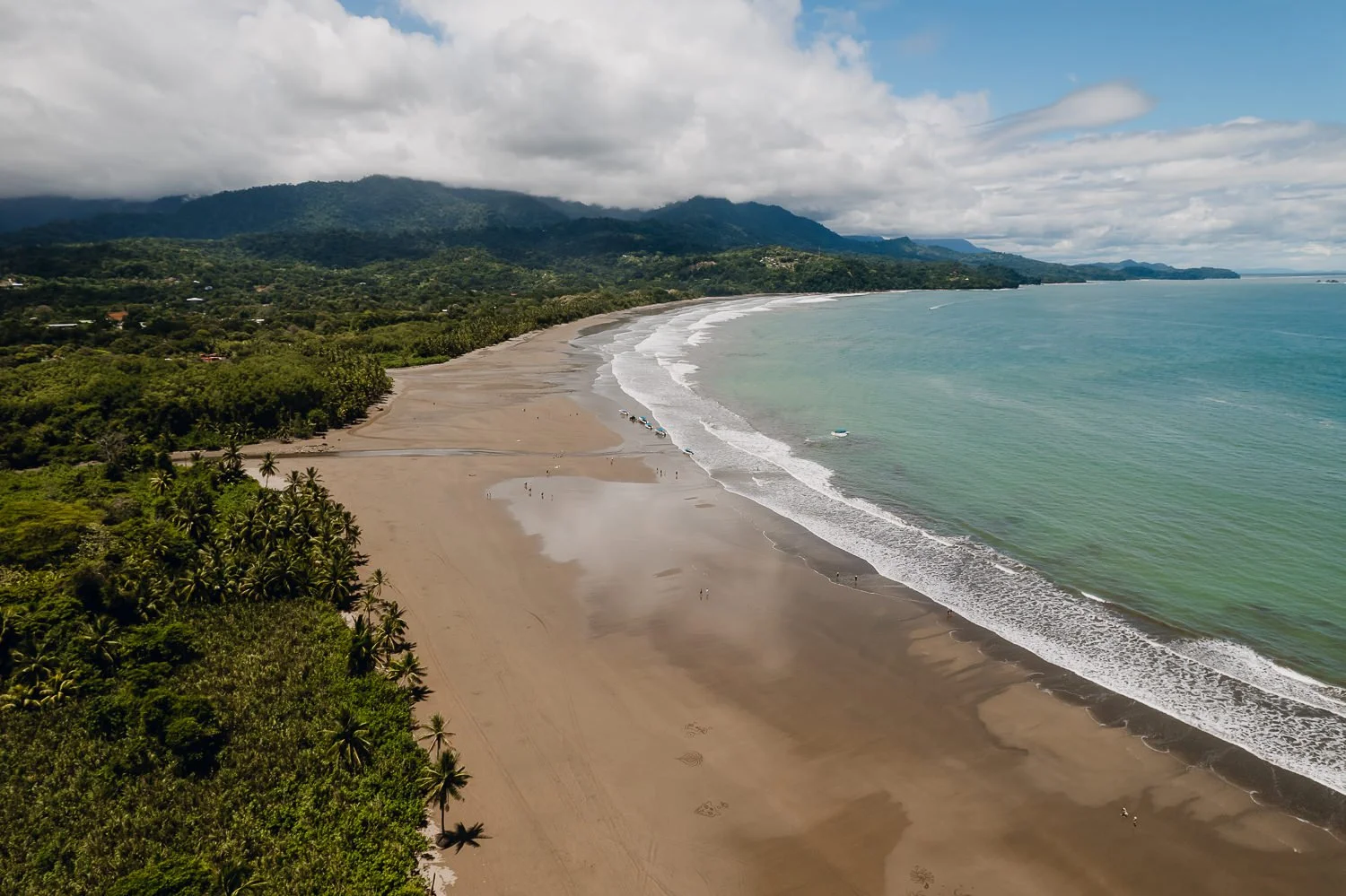 Travel drone photography of Whale Tail beach in Uvita, Costa Rica