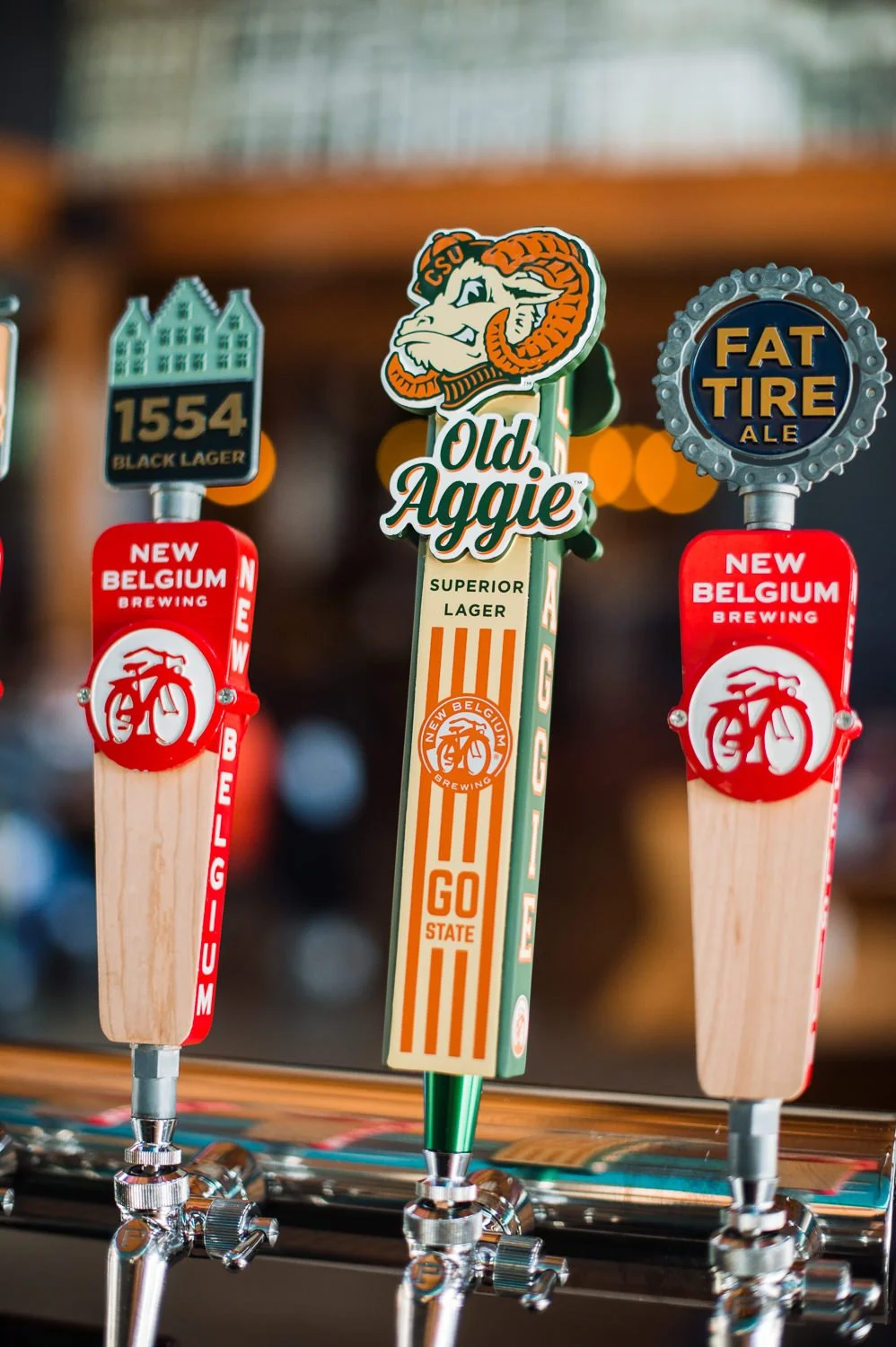 Brand Photography of New Belgium Brewing Company - tap handle Old Aggie Fat Tire 1554