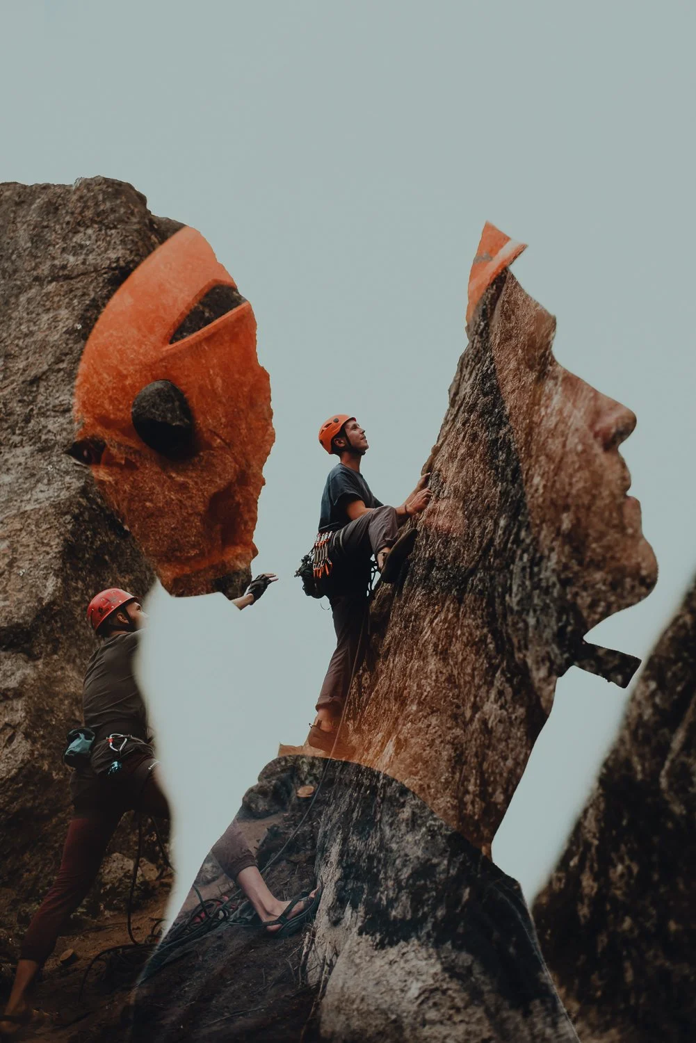 Professional adventure photography in Spokane, Washington - lifestyle portrait rock climbing double exposure portrait