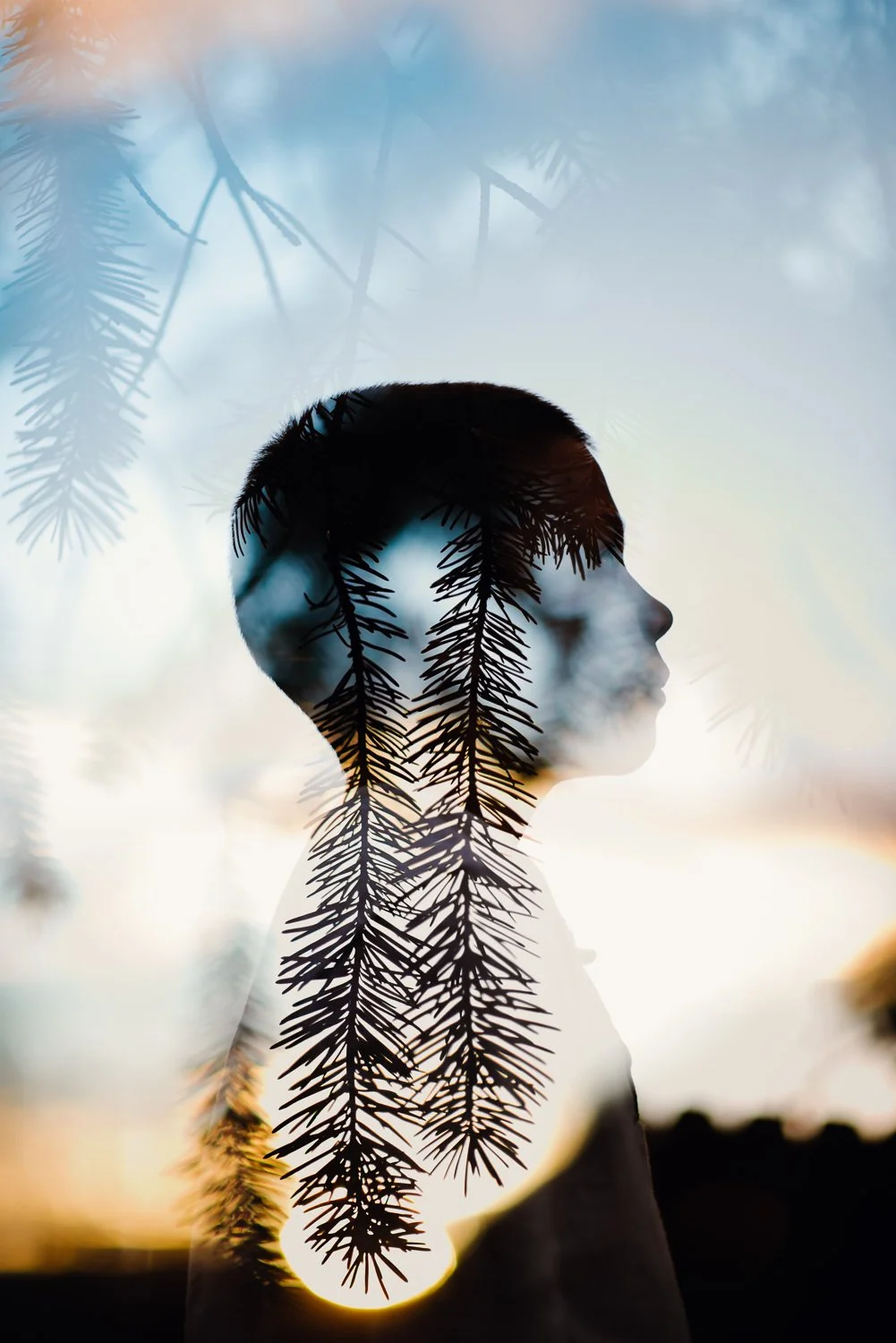 Professional portrait photography - double exposure photo