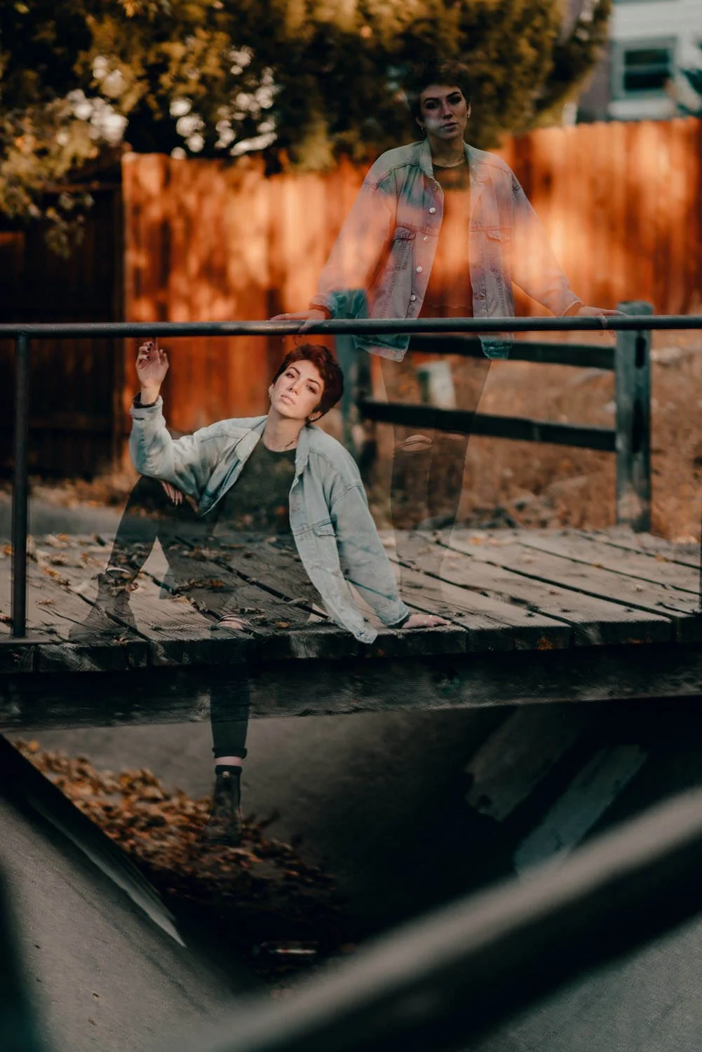 Professional portrait photography - double exposure photo