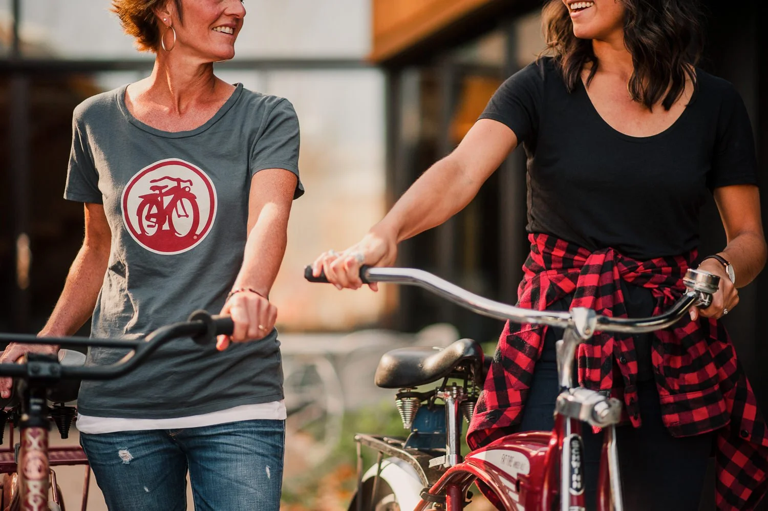 Brand Photography of New Belgium Brewing Company - lifestyle portrait cruiser bike merchandise tshirt