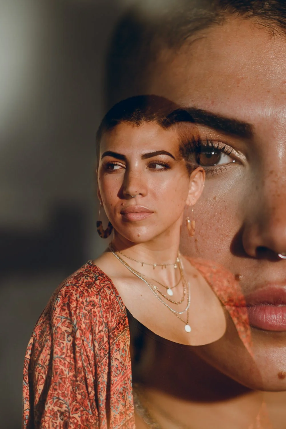 Professional portrait photography - double exposure photo