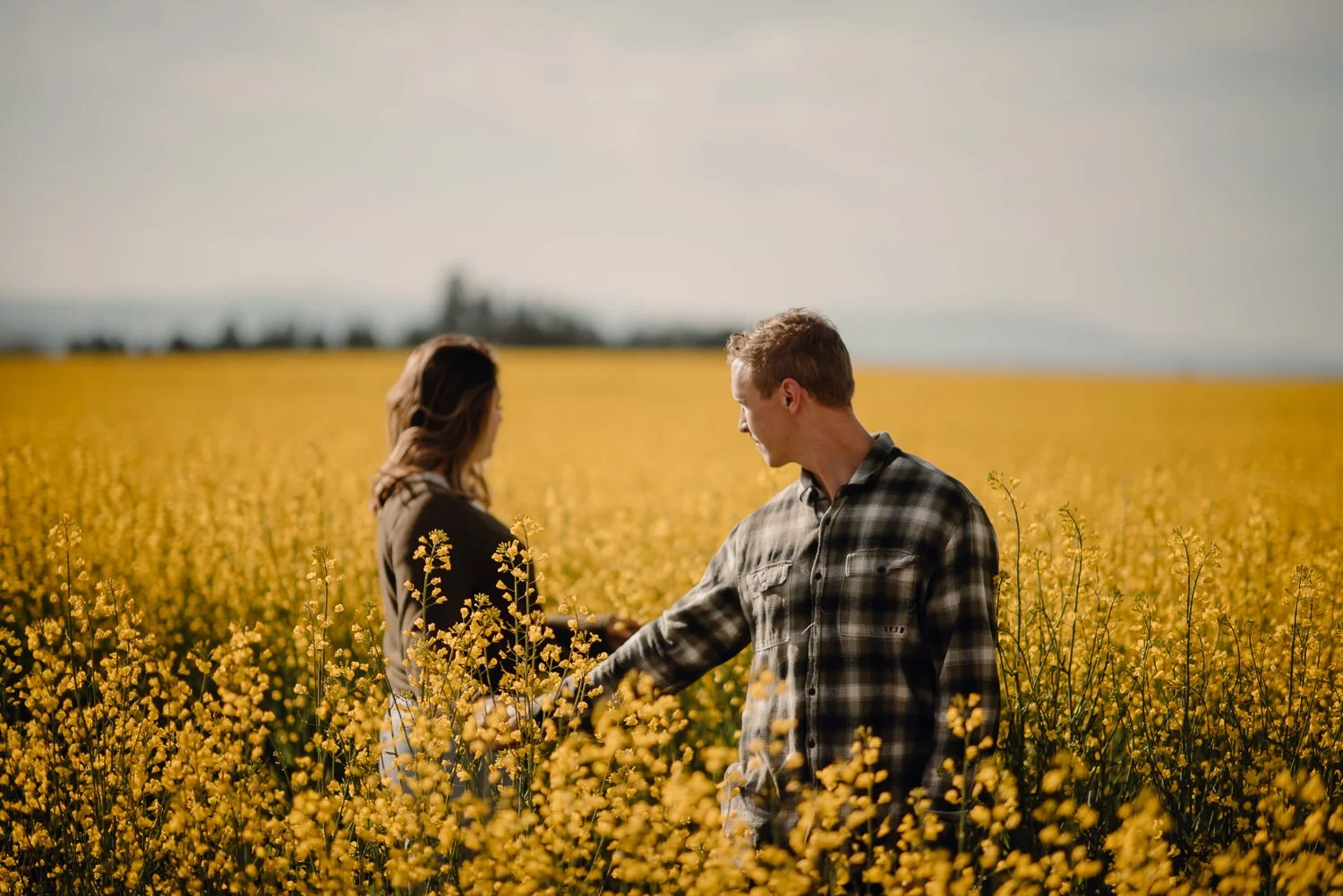Professional adventure photography in Spokane, Washington - lifestyle portrait Canola flower fields