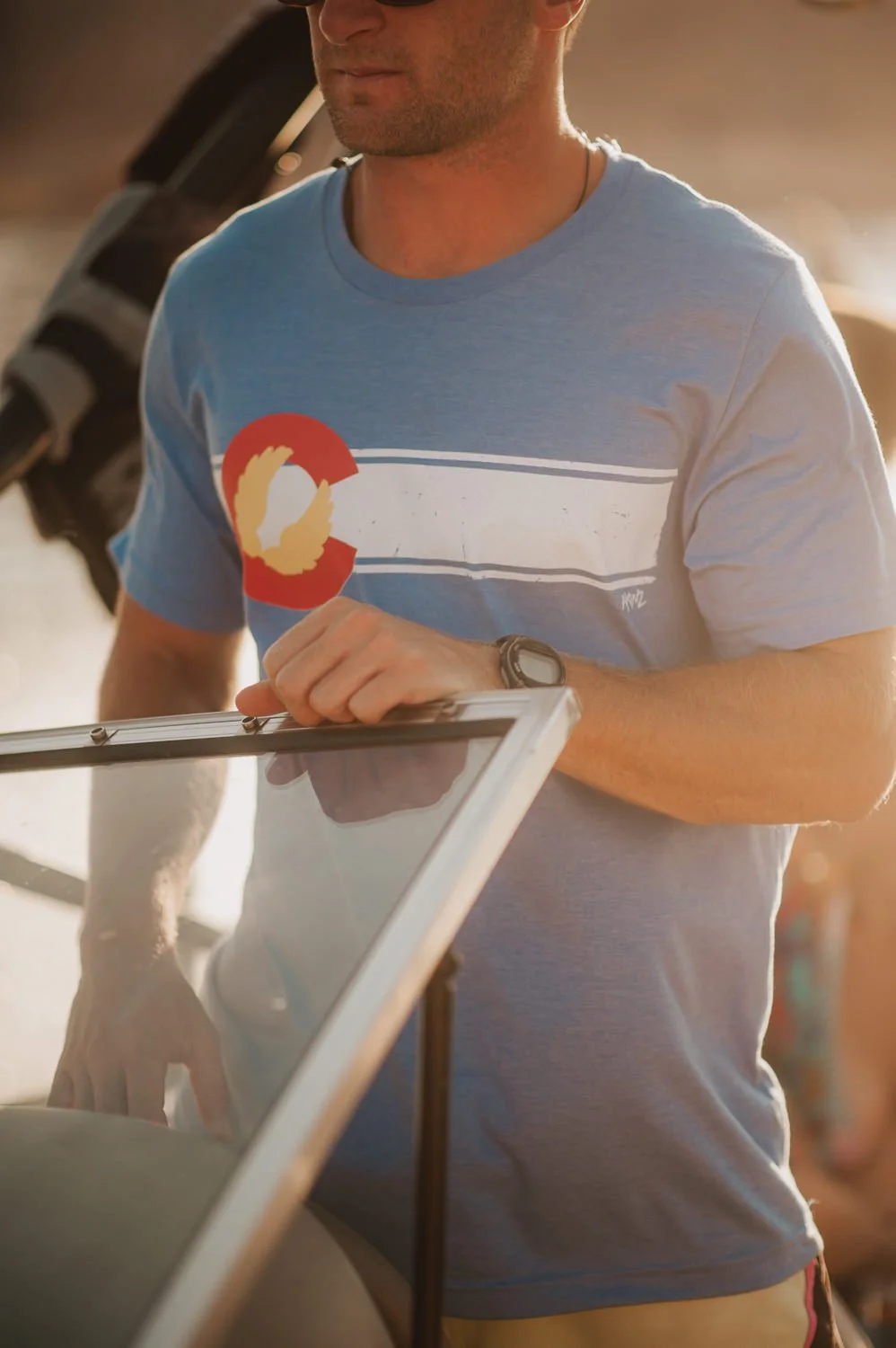 Adventure lifestyle photography for Akinz on a boat on Lake Powell in Utah