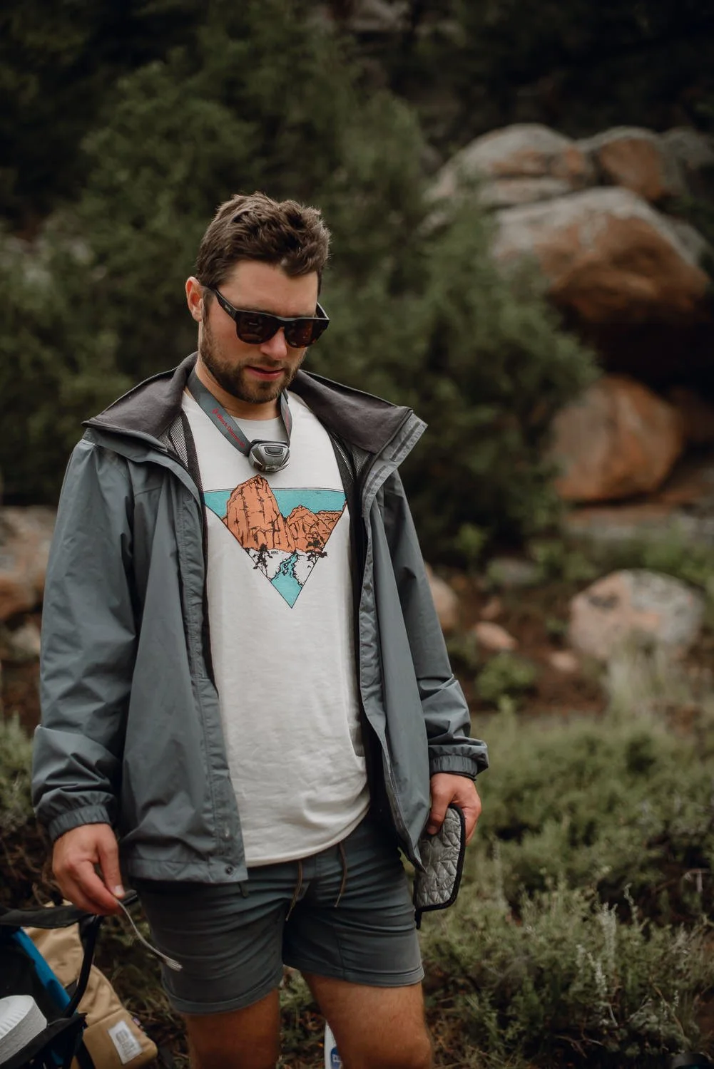 Adventure lifestyle photography of a young man camping in Northern Colorado for Akinz Boardwear