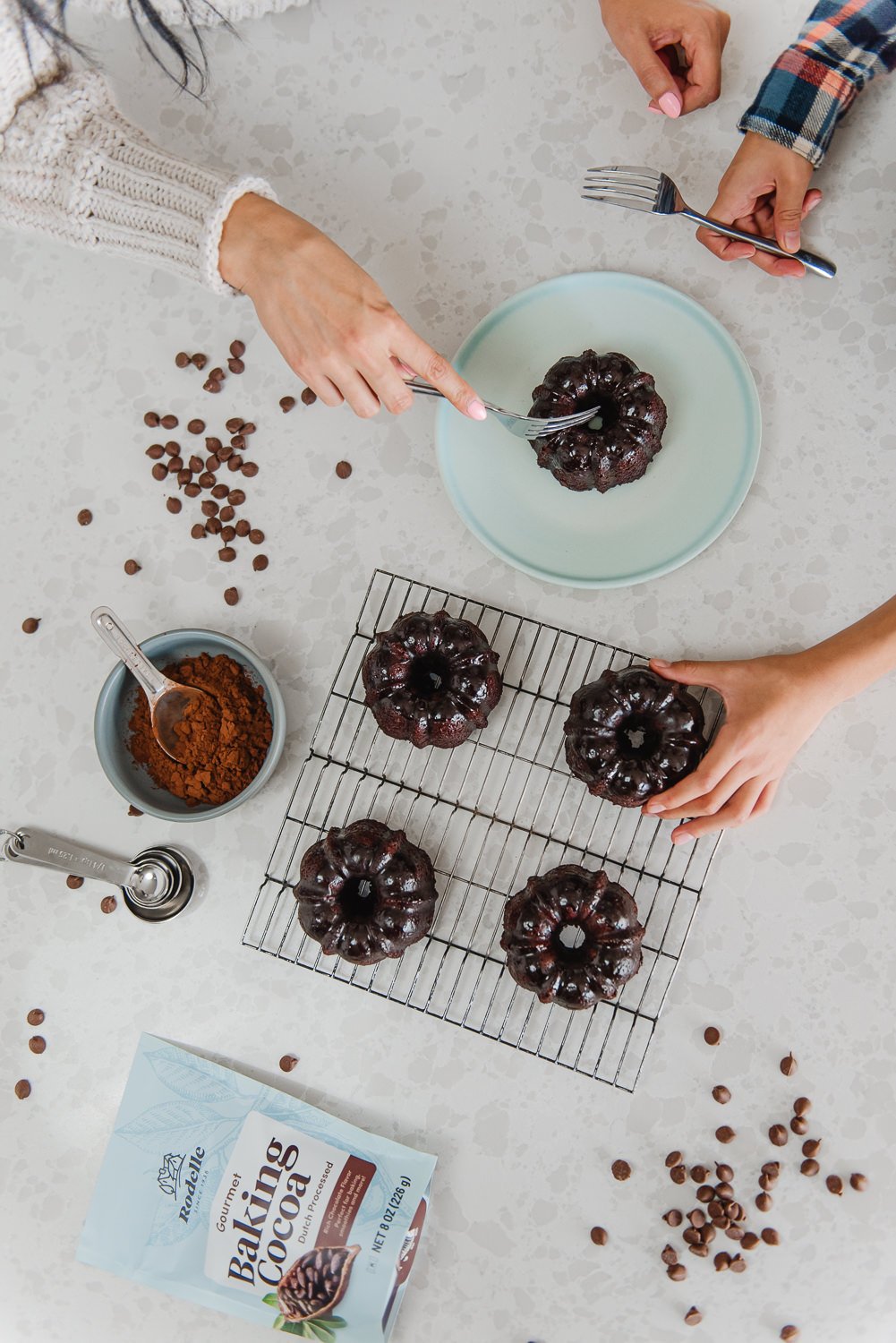 Professional product branding photography for Rodelle Vanilla in northern Colorado - Lifestyle photography baking with cocoa