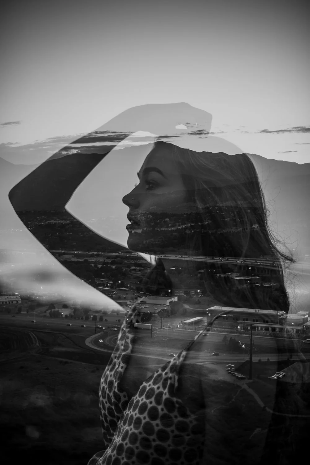 Professional portrait photography - double exposure photo