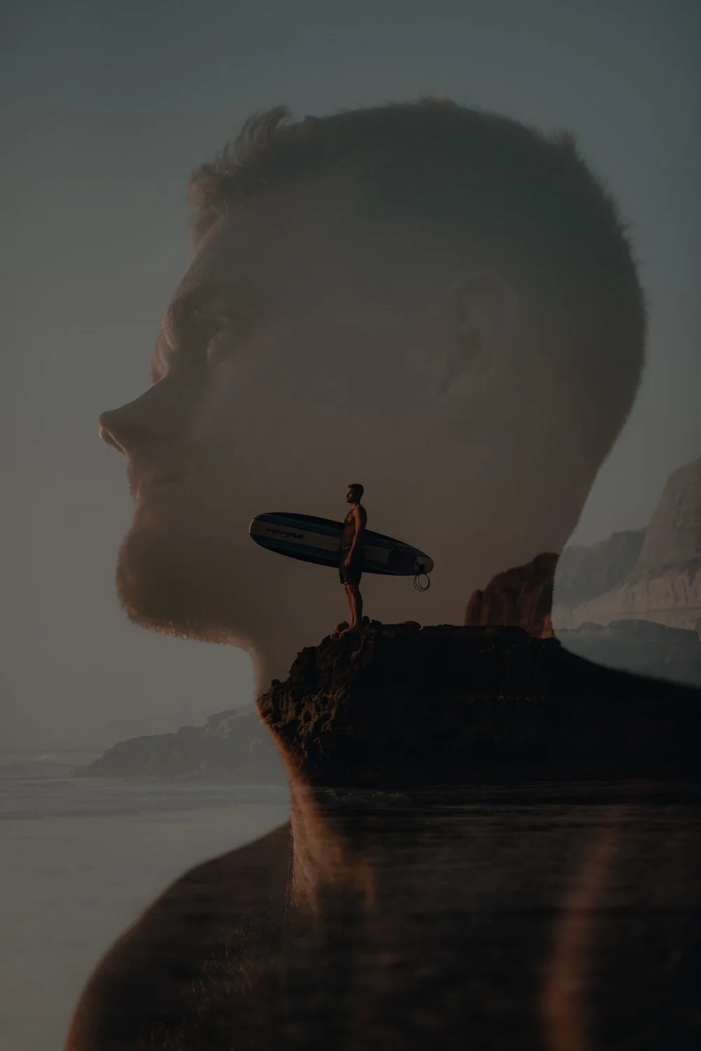 Professional portrait photography - double exposure photo