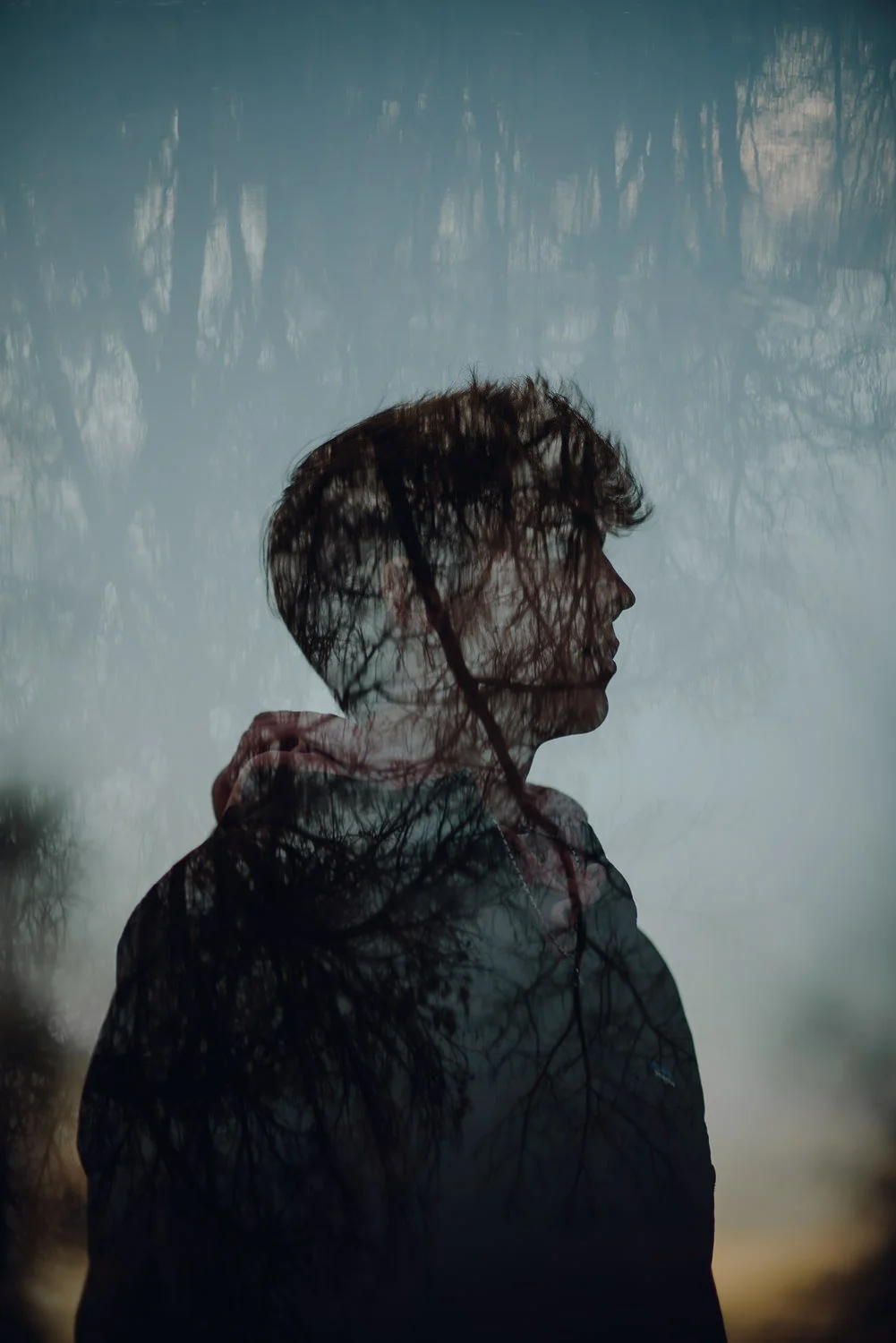 Professional portrait photography - double exposure photo