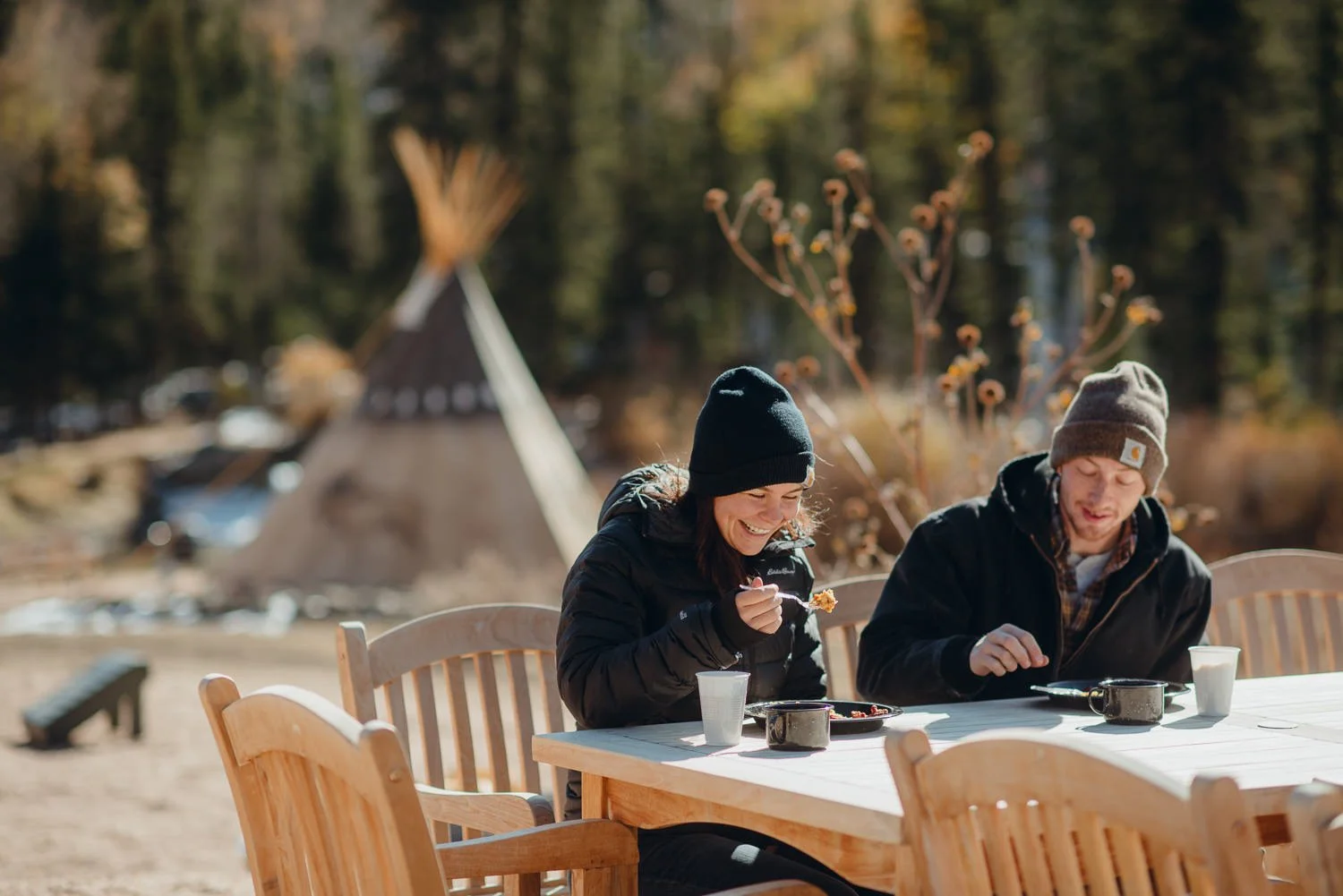 Professional destination branding photography for Bison Peak Lodge at Puma Hills in Colorado Rocky Mountains - Lifestyle portrait photography camping