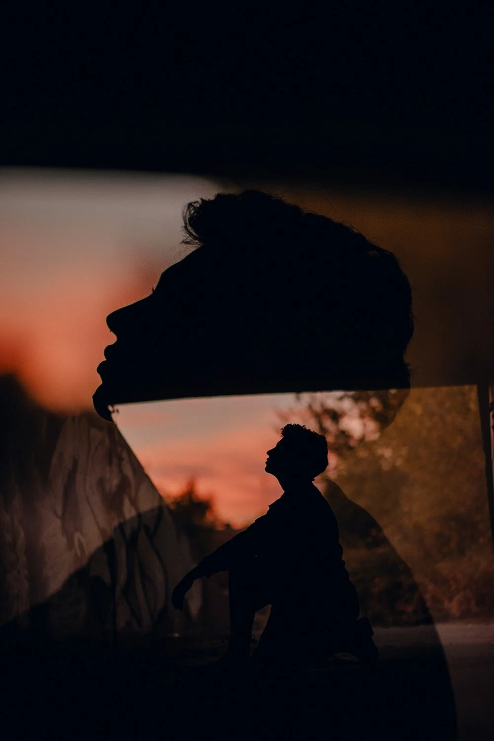 Professional portrait photography - double exposure photo