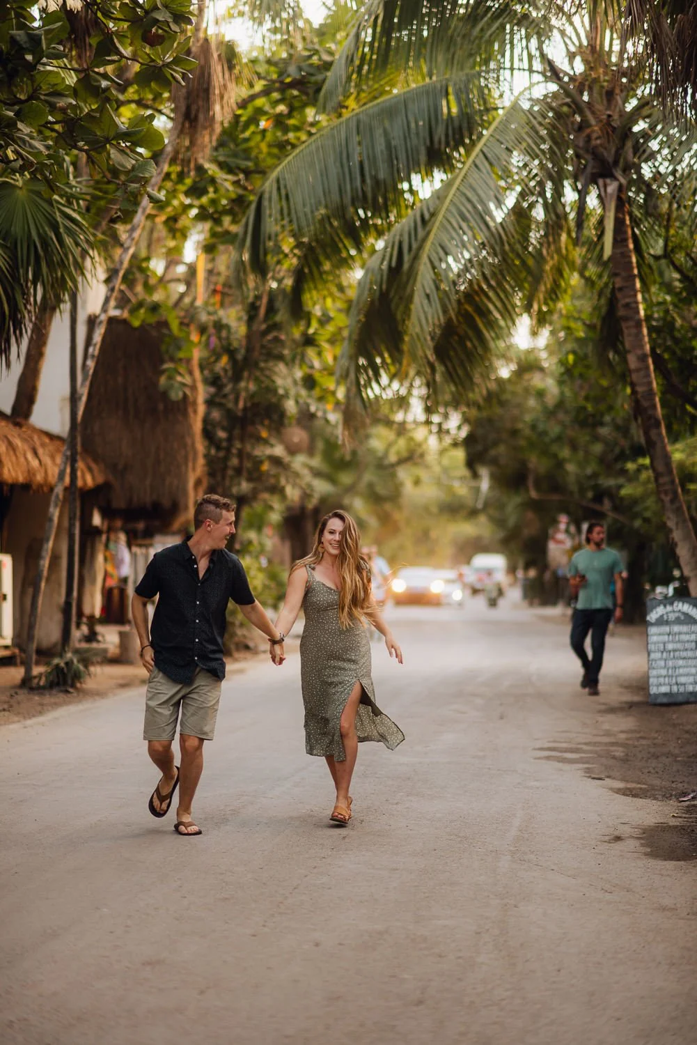 Professional travel photography of a cute couple in the streets of Tulum, Mexico - Tulum couples photo locations