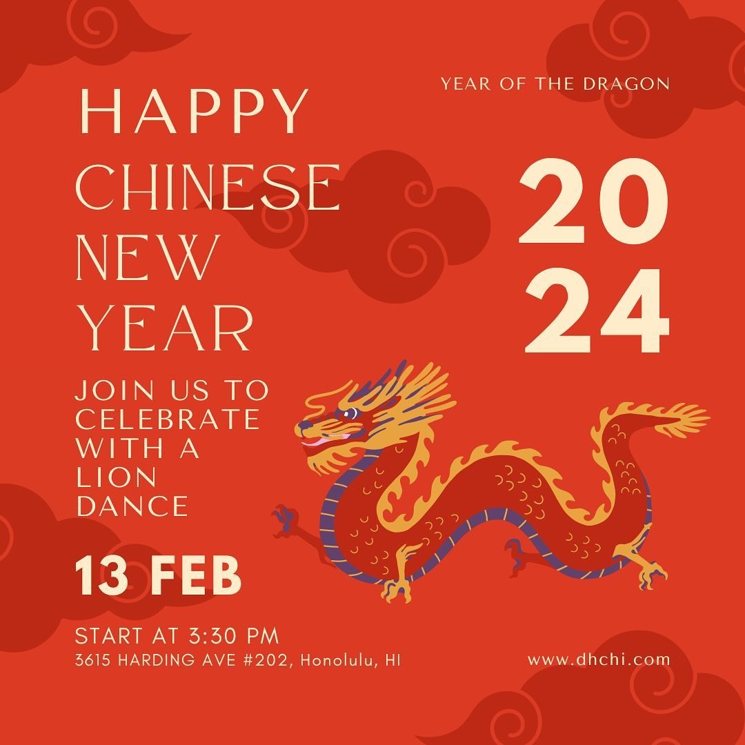 If you&rsquo;re free and in the area, we&rsquo;ll be having a Lion Dance at the office to celebrate Chinese New Year. 

From our chiropractic family to yours: Happy New Year! May this Year of the Dragon bring you health, happiness, and alignment in a