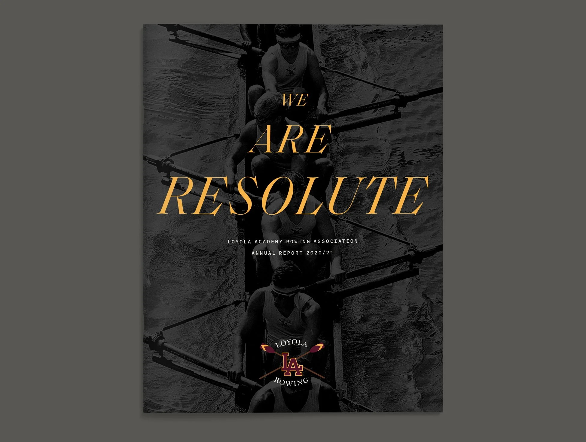 Loyola Academy Rowing annual report cover.  True story.