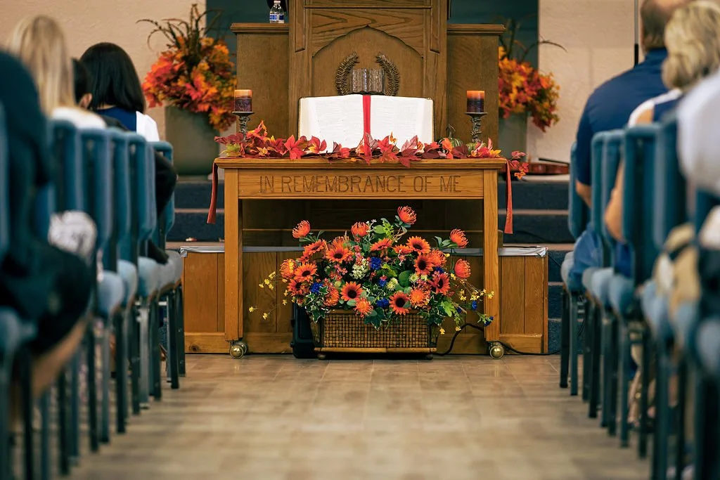 Communion table at Grace Bible Church