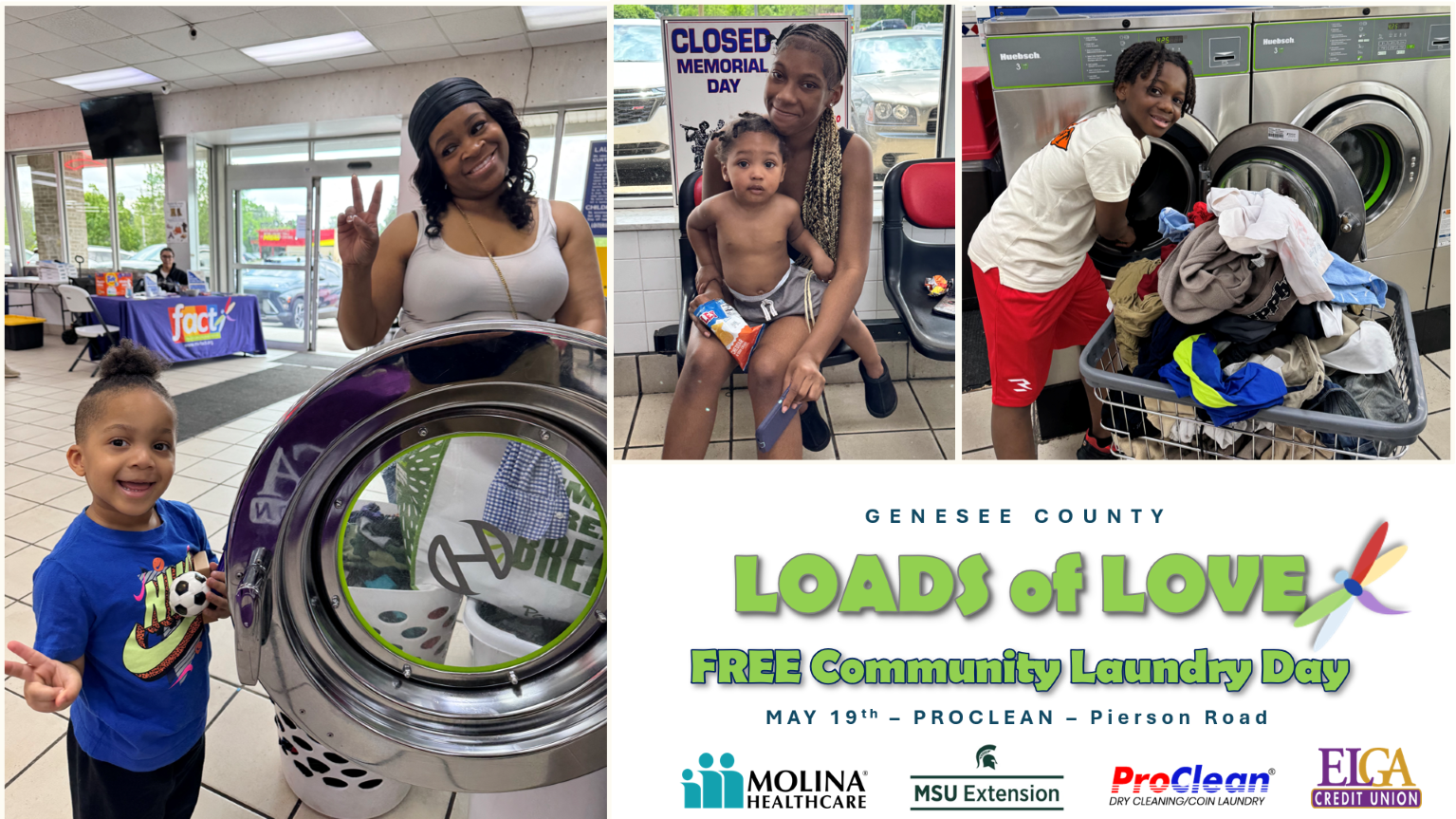 MAY: Loads of Love Genesee County Loads of Love FREE Community Laundry Day