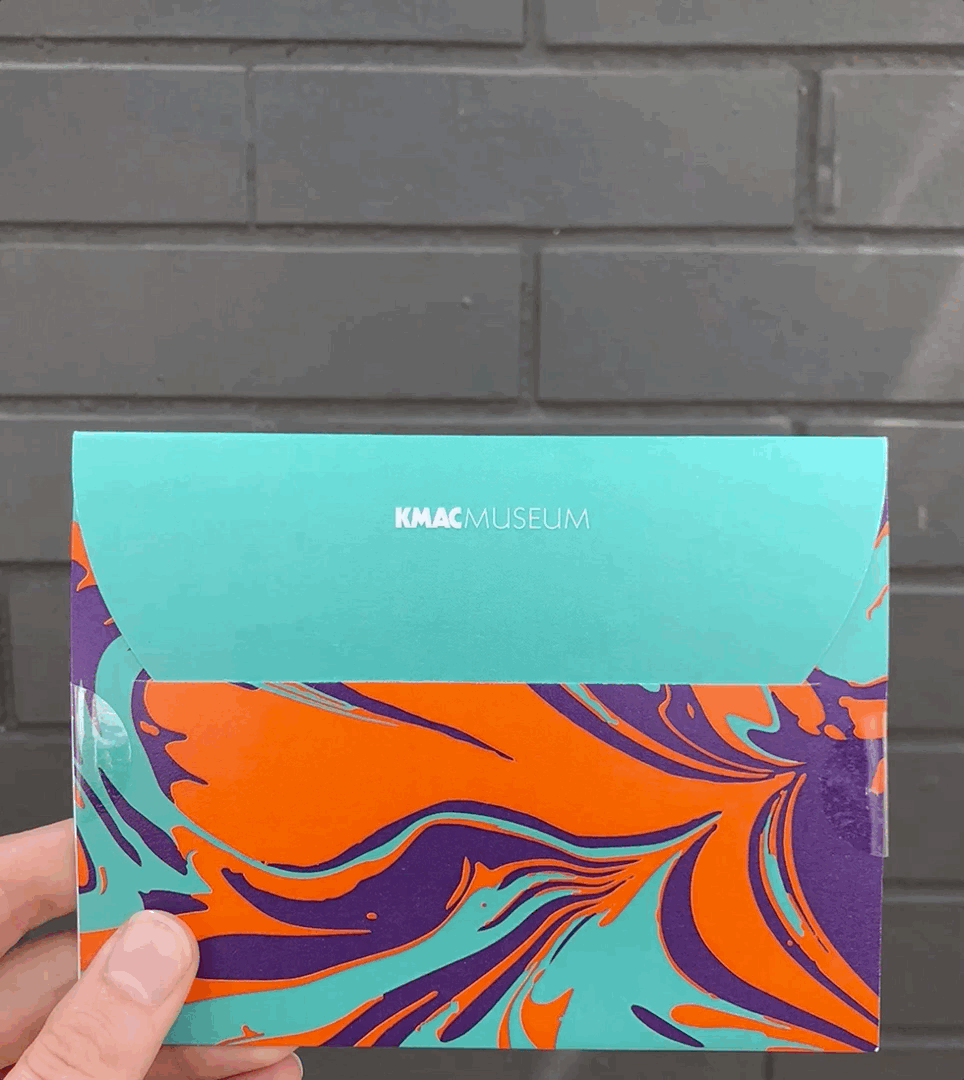 custom die envelope + invitation (2 pieces in 1) designed for KMAC's first Vernissage