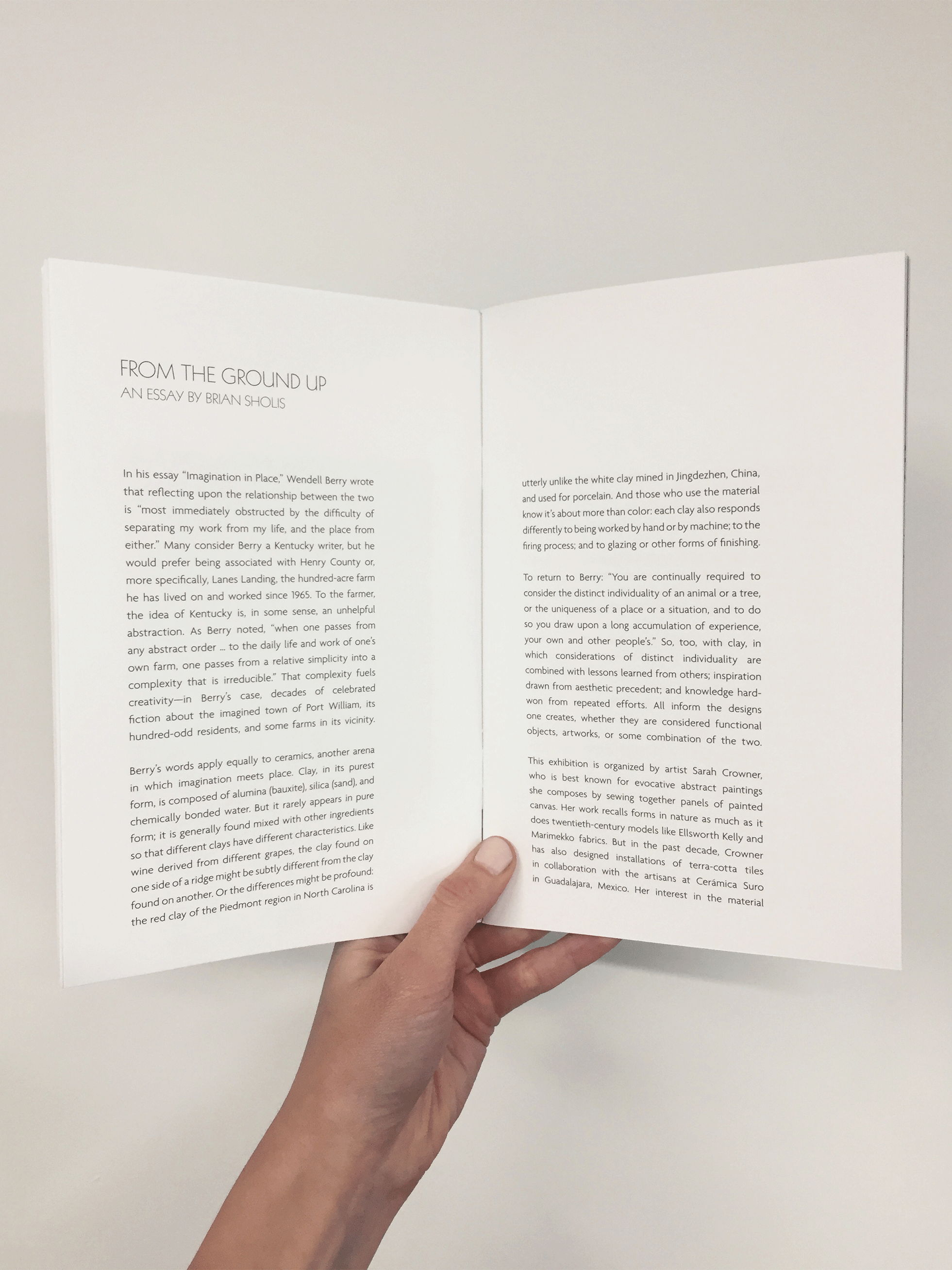 view inside Sarah Crowner exhibition booklet