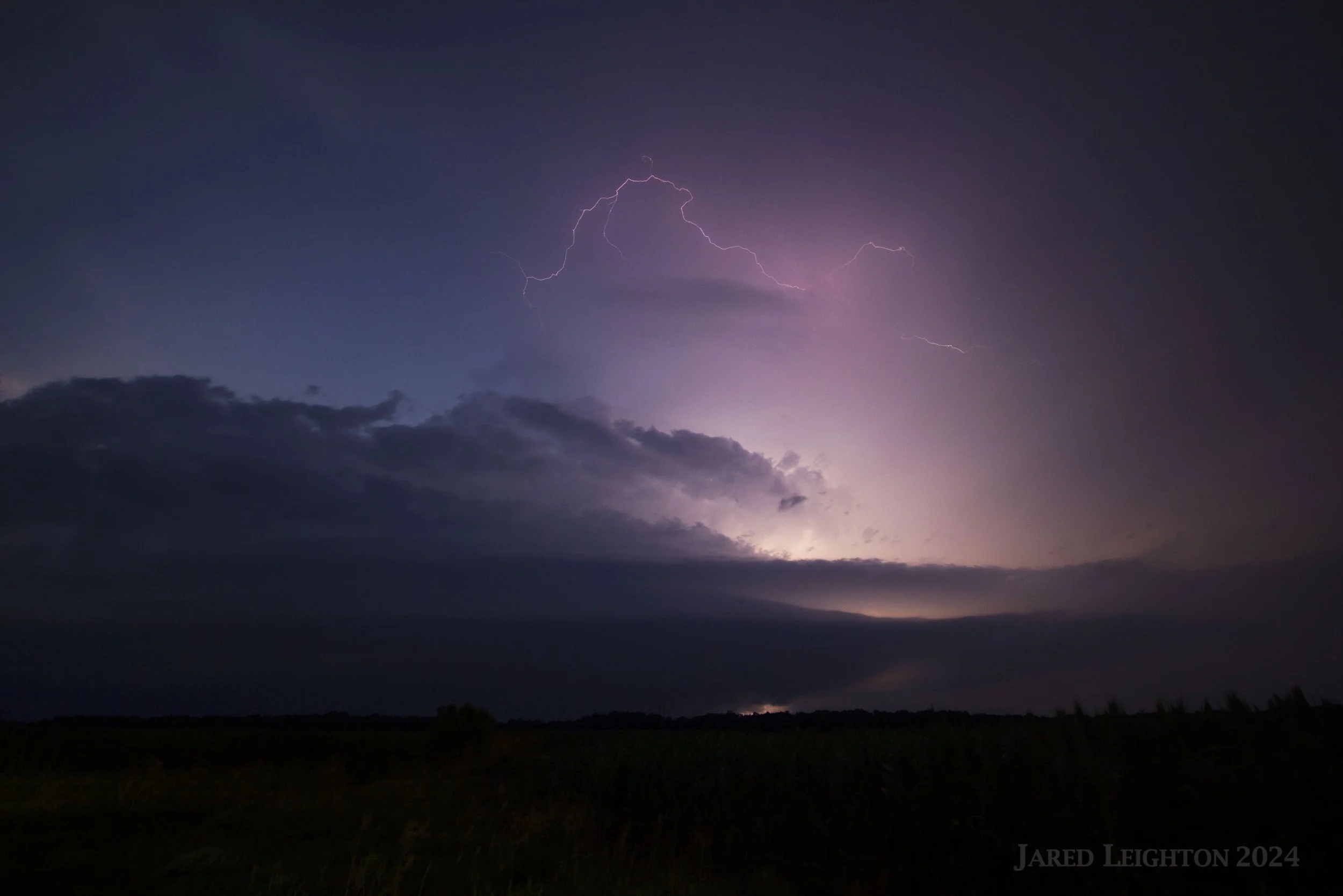 Lightning-lit supercell near Harris, Kansas