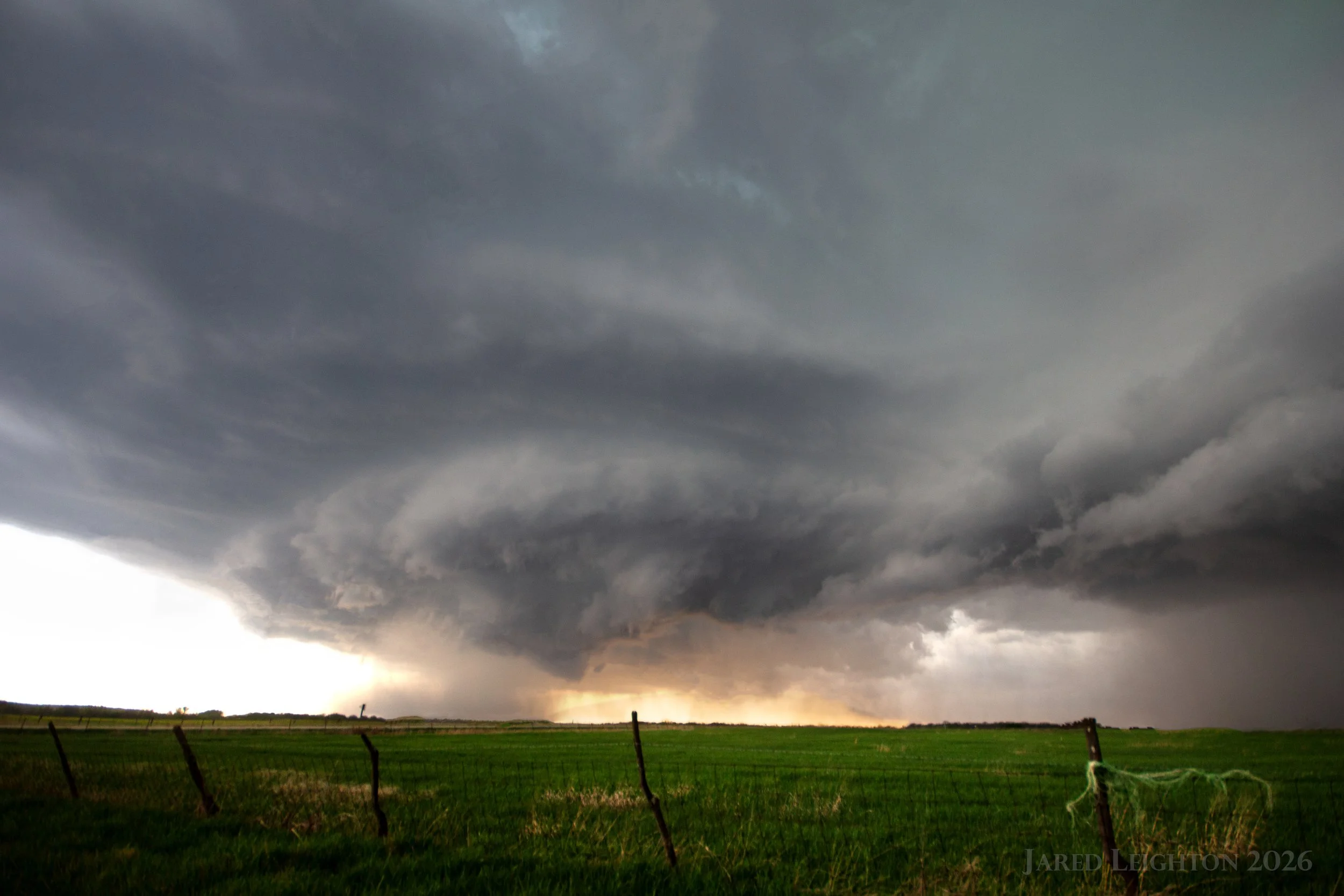 Supercell with truncated tornado near Quenemo, Kansas