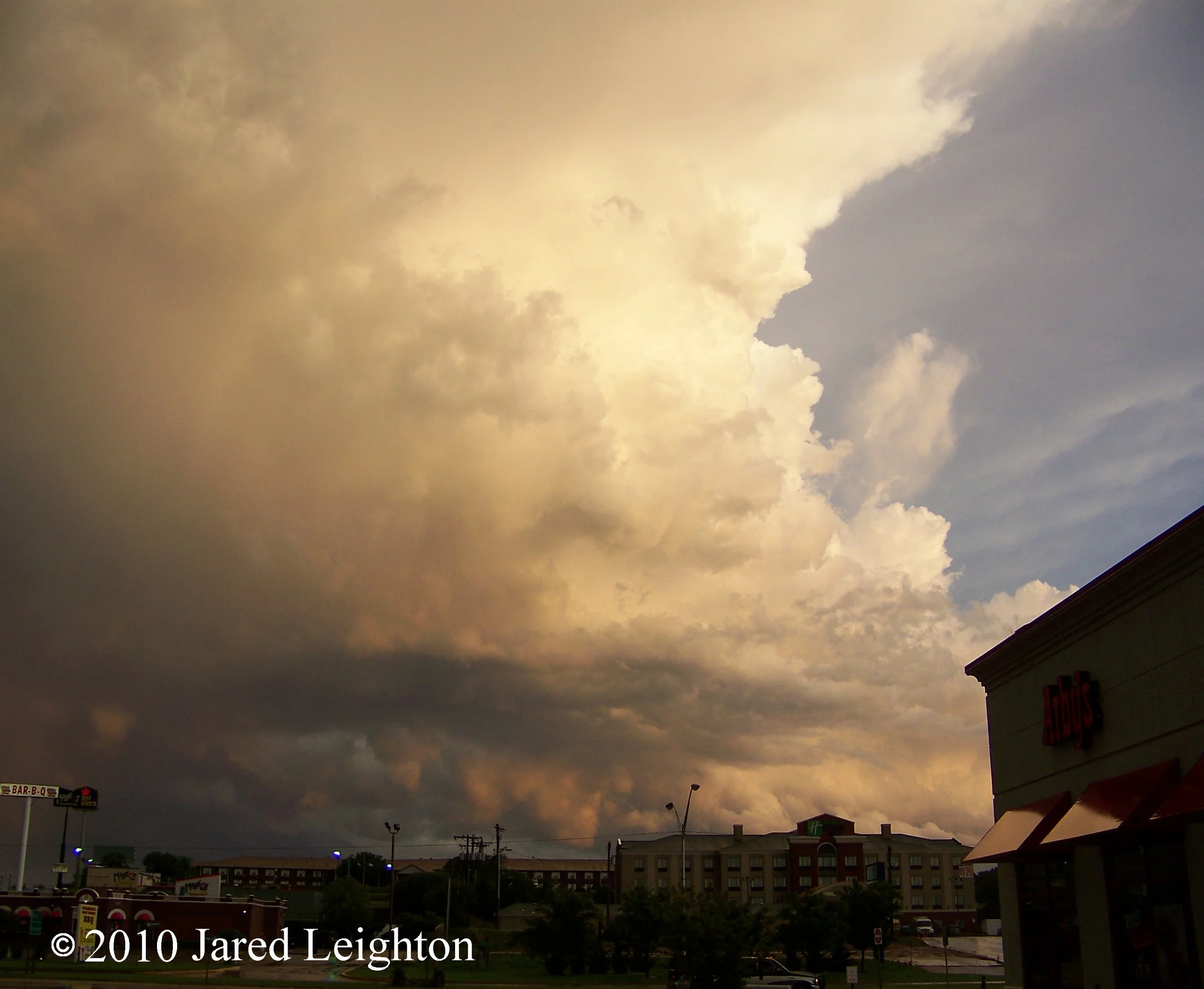 Looking south toward the OKC metro from Guthrie, OK at a newly formed supercell. By this time, I had called off the chase and was headed home.