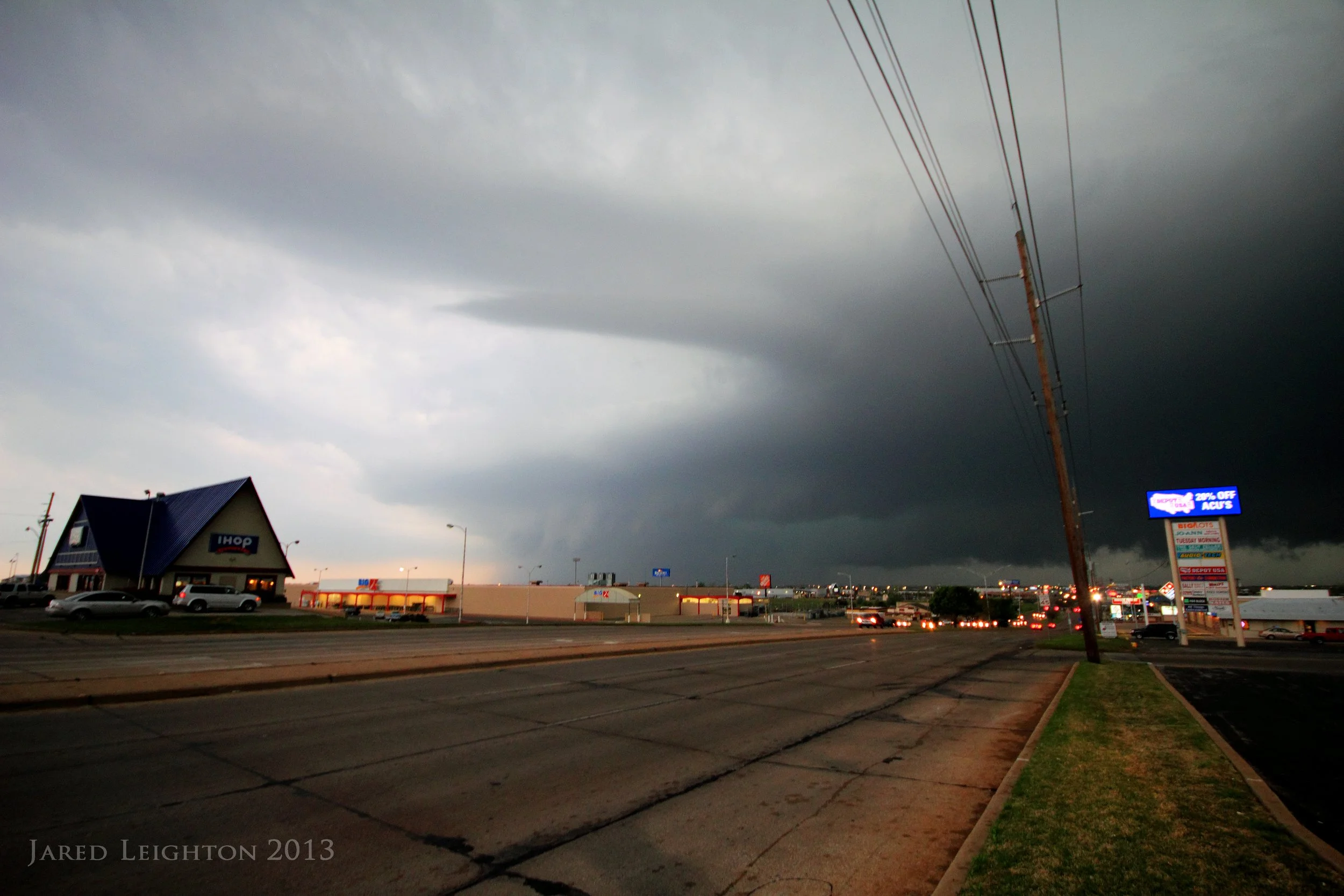 Brief tornadic circulation that caused three power flashes in Lawton, Oklahoma