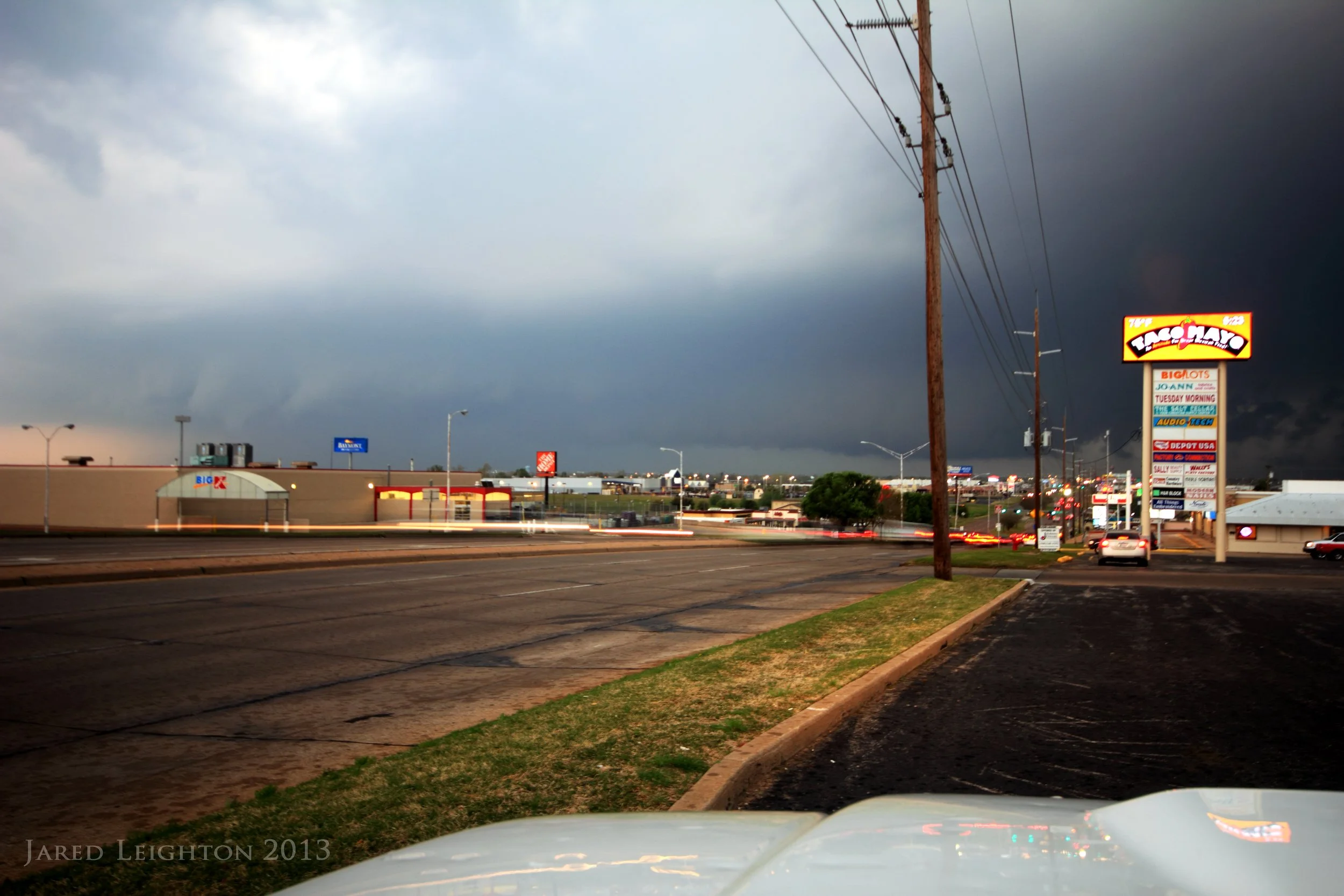 Brief tornadic circulation that caused three power flashes in Lawton, Oklahoma