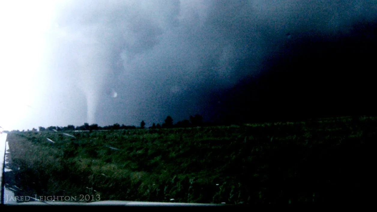 Backside of a stovepipe tornado that crossed Highway 169 near Watova, Oklahoma