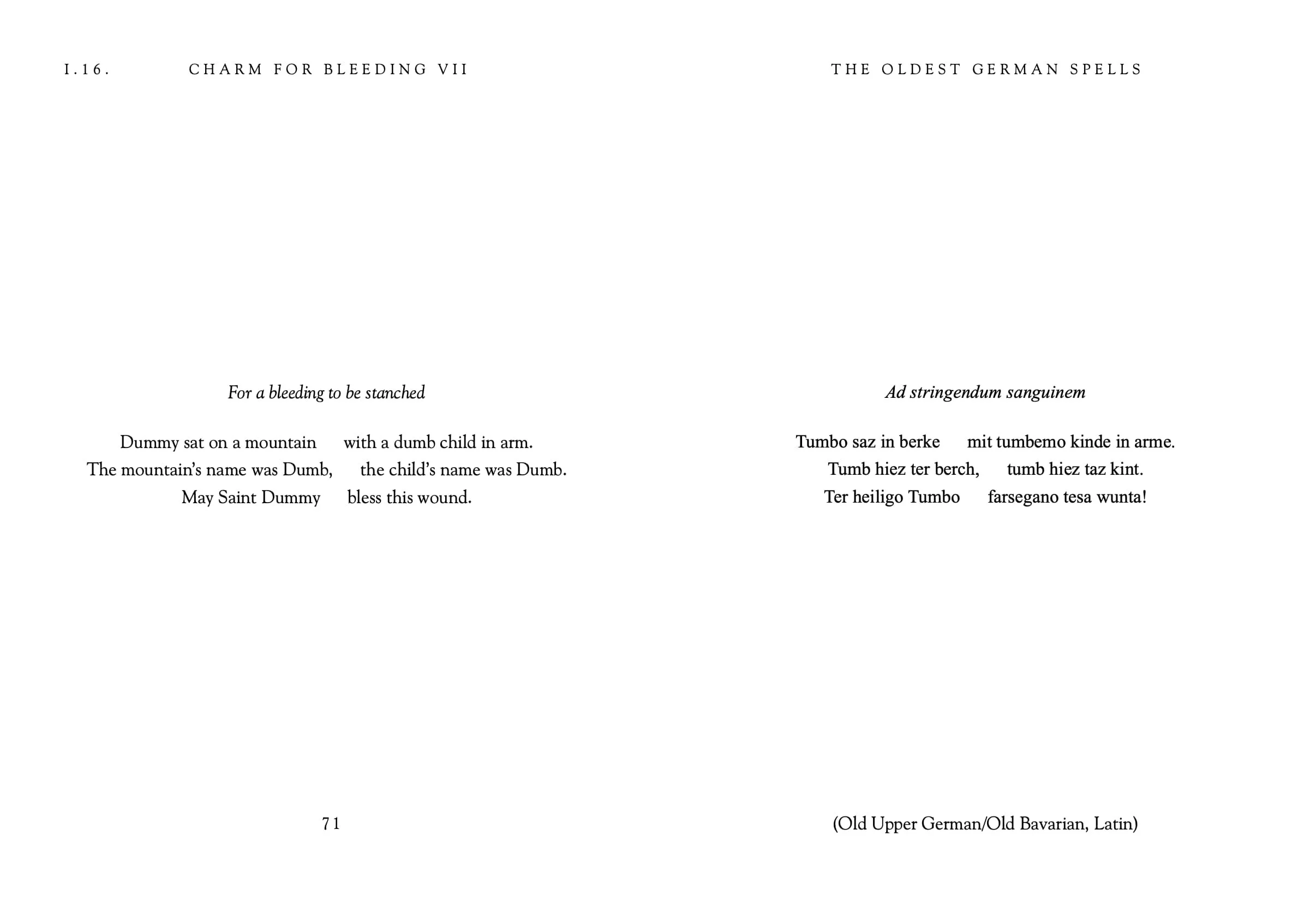 Innards of "The Oldest German Spells"