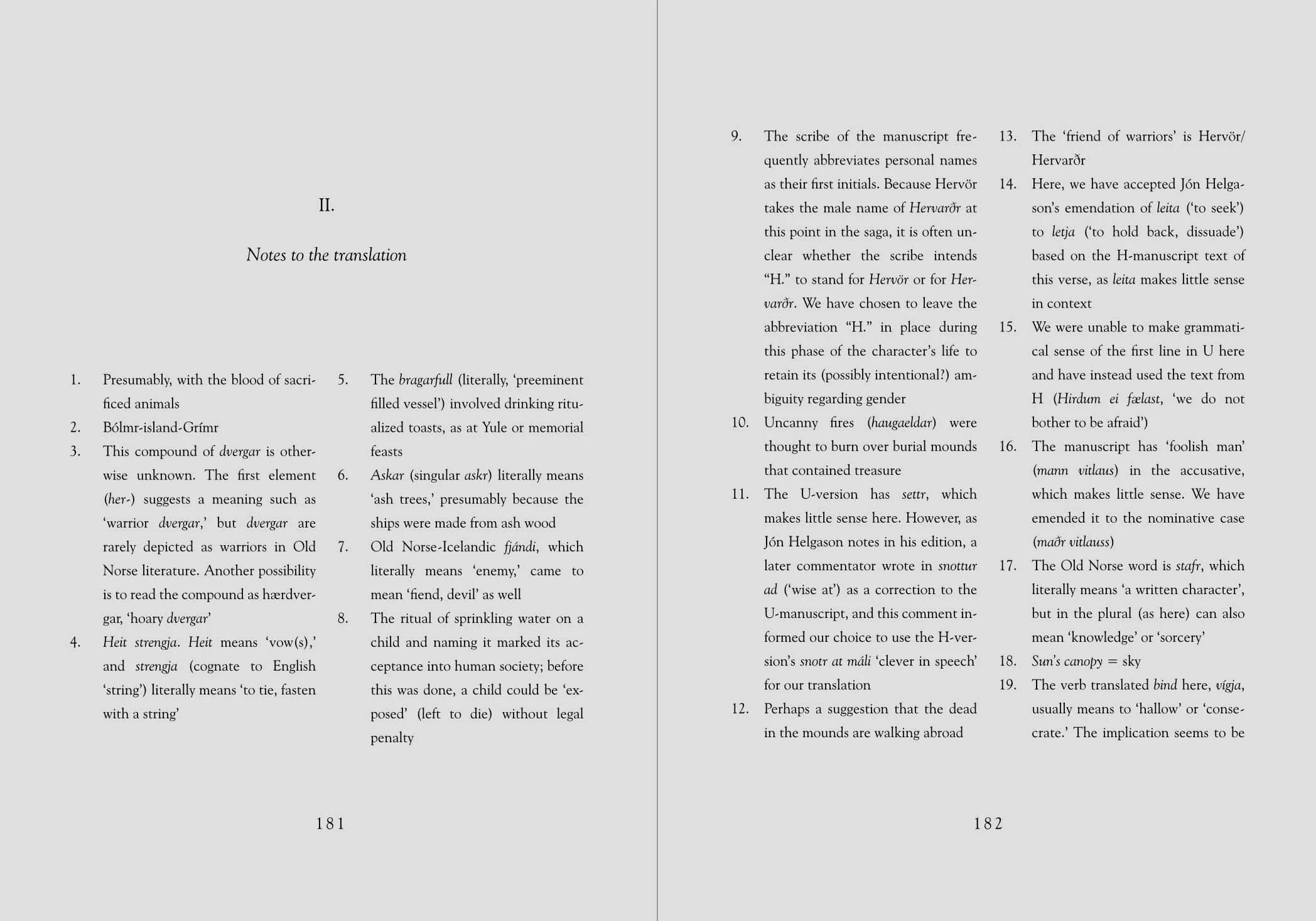 Internal pages of the Saga of Hervör