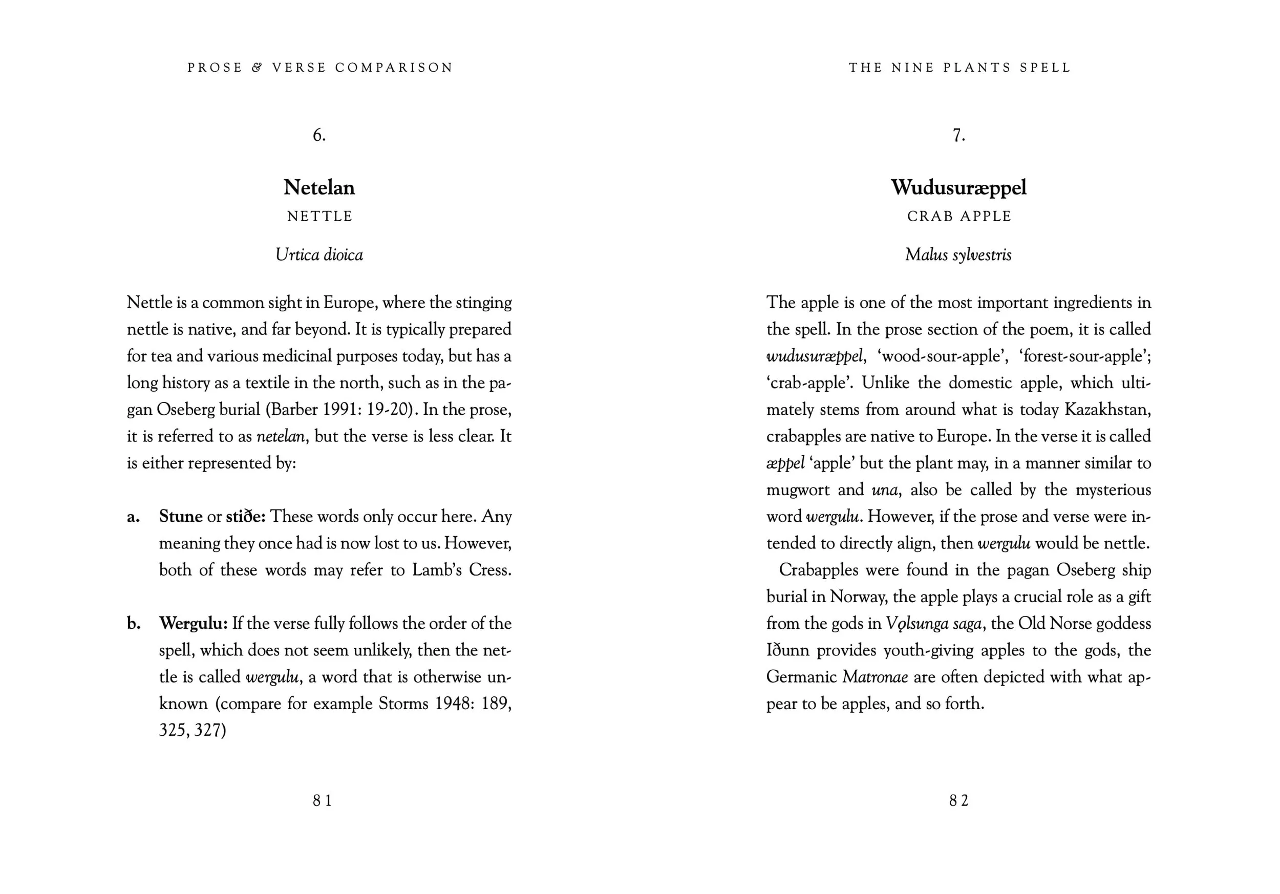 Two plant descriptions for the Nine Plants Spell