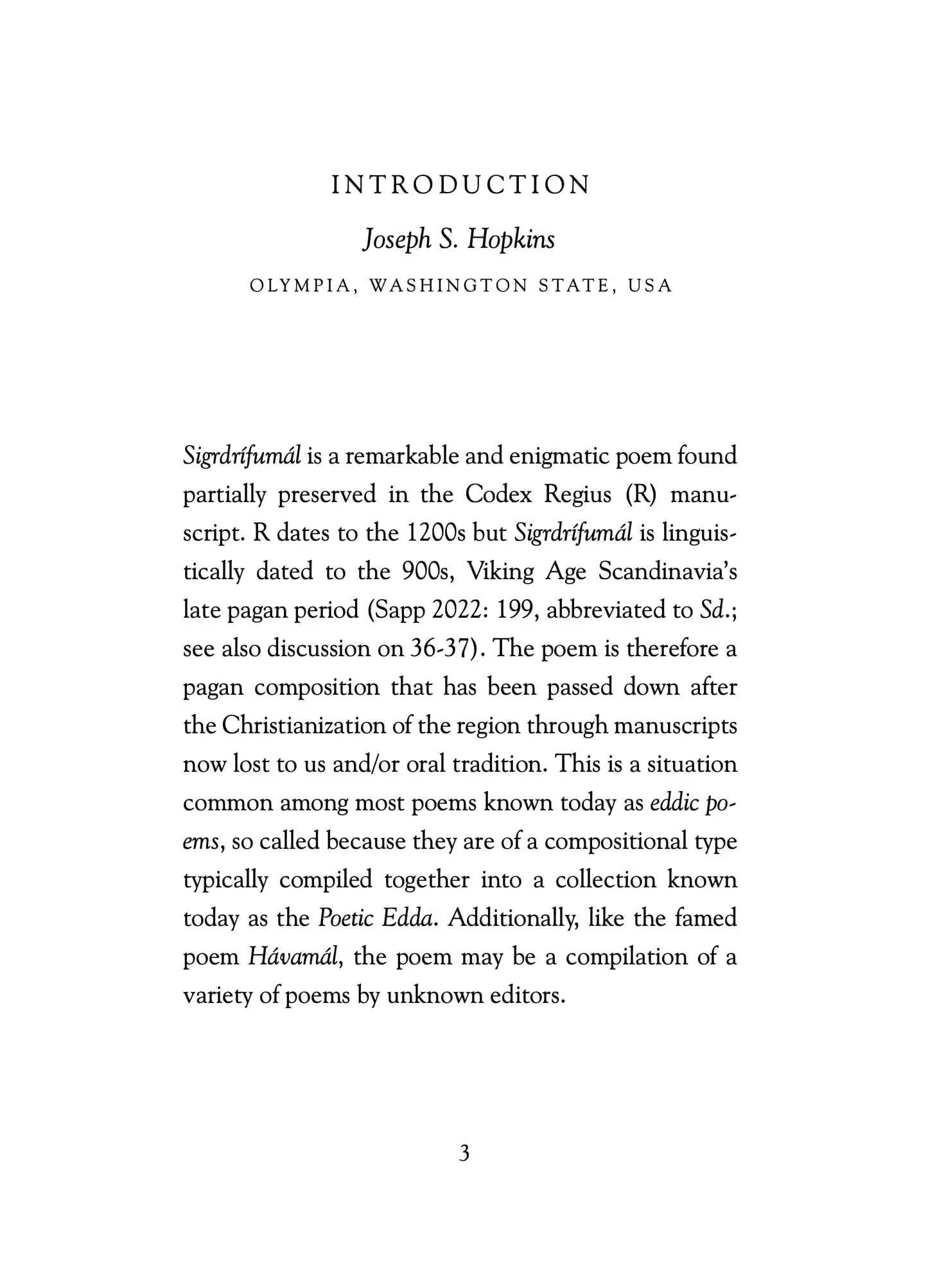 Two internal pages from the Comparative Sigrdrífumál