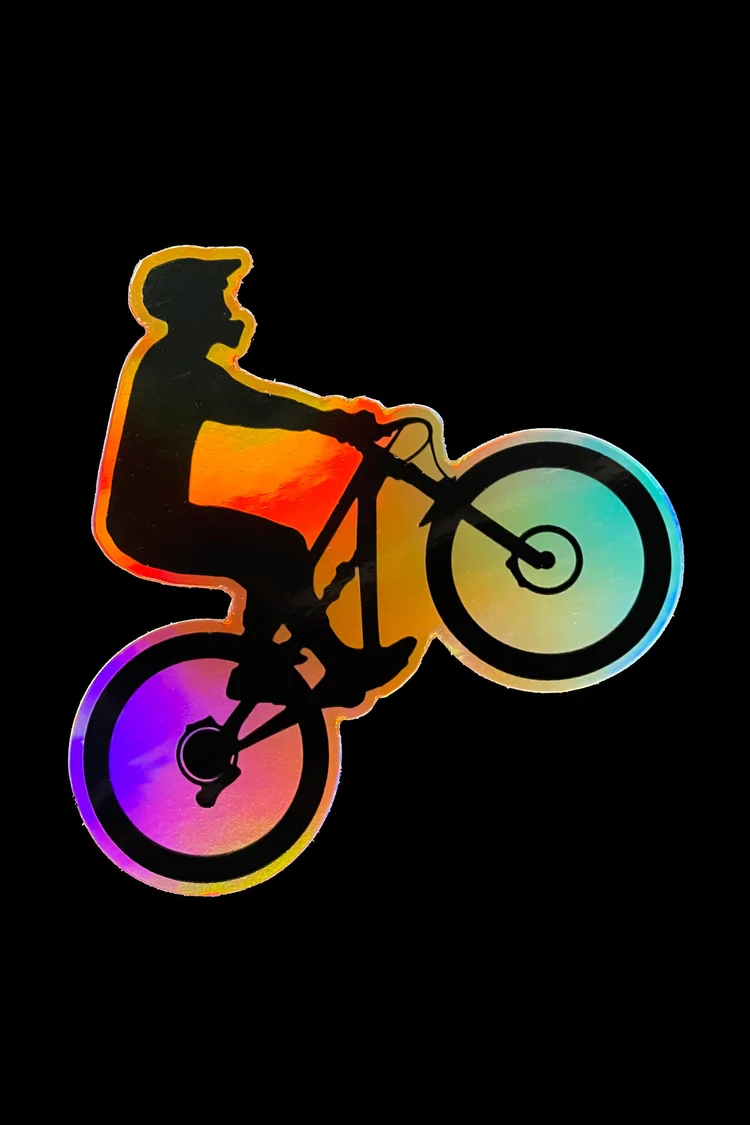Wheelie Rad Gradient Holographic Sticker — MTBATX