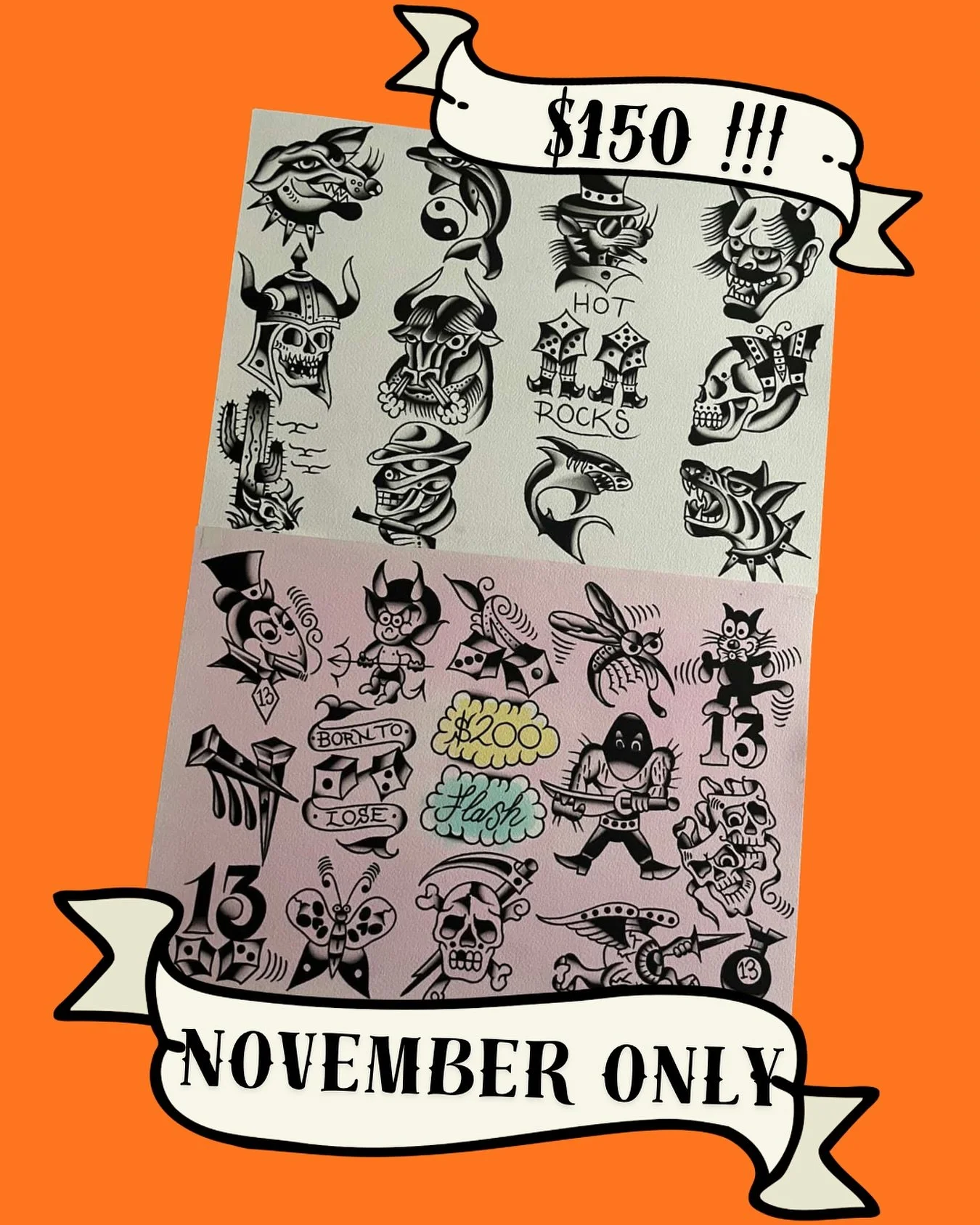 $150 palm sized trad bangers till the end of November! DM to claim 🖤 @gmh_tattooer