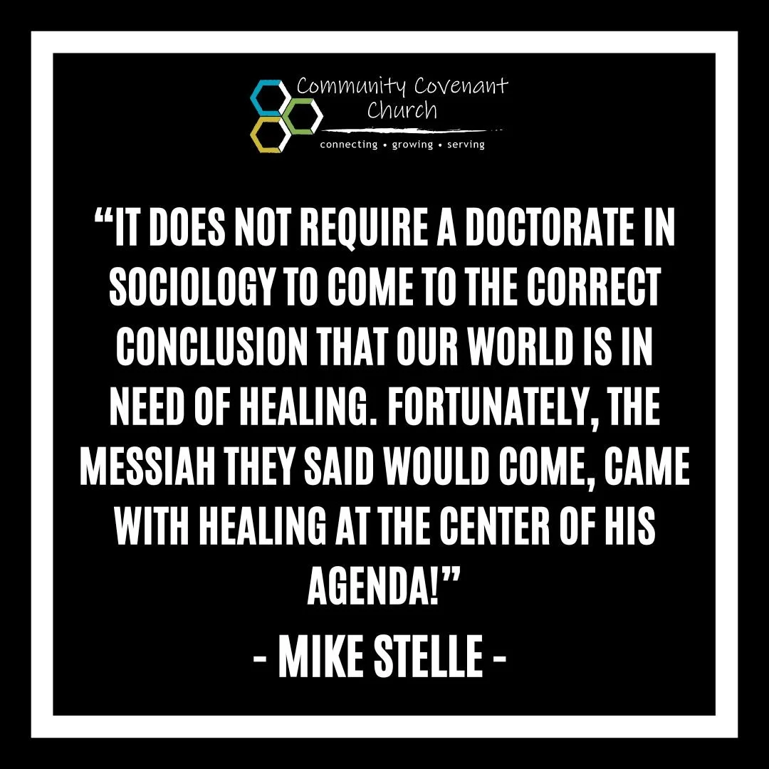 In case you missed it, Pastor Mike preached this past week about how the promised Messiah would bring about holistic healing to the world. 

Check out the full sermon on our youtube page (link in bio). 

#localchurch #sermonquote