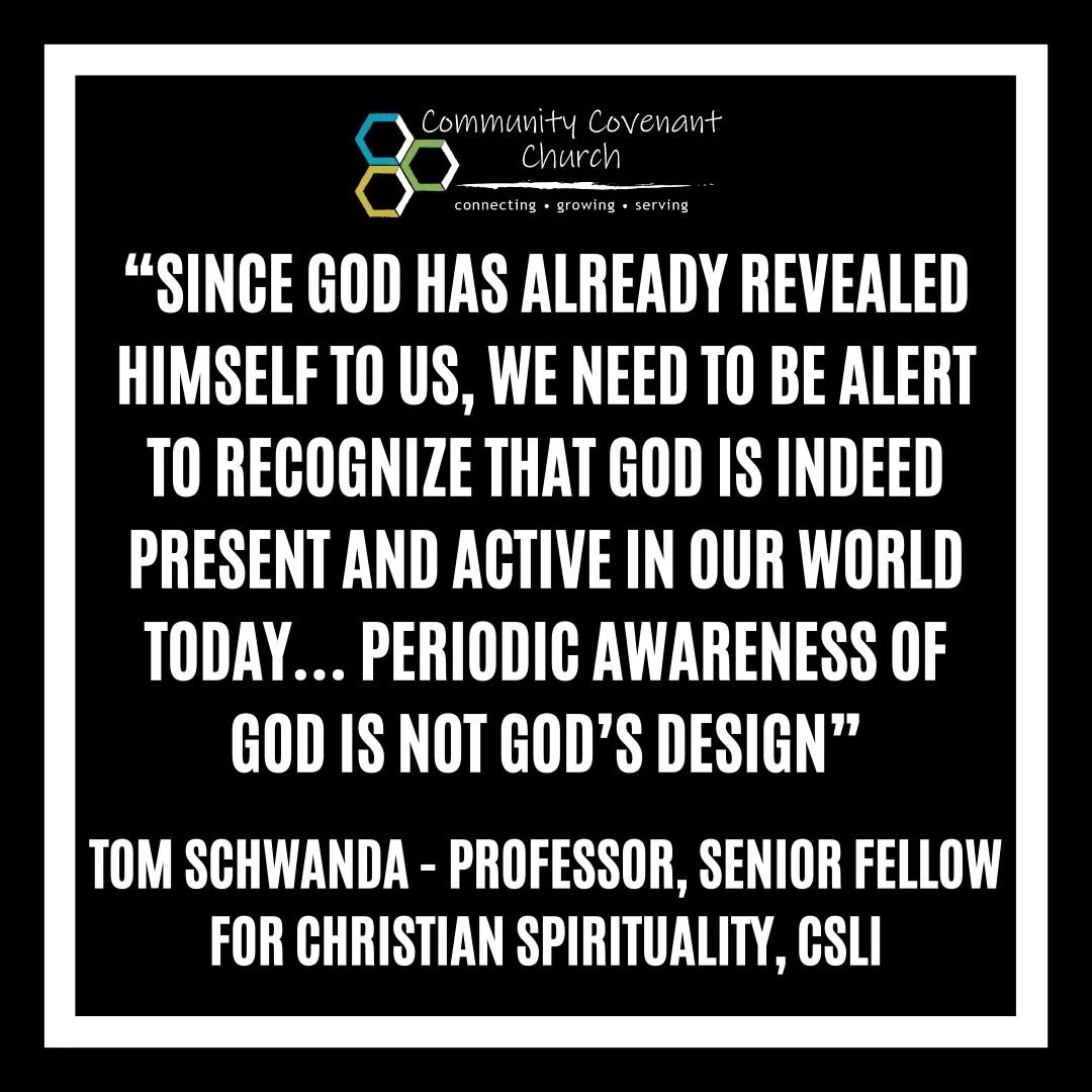 This last week, Pastor Mike preached about the "God who is there." He used Tom Schwanda's quote to help us understand that God is active among us all the time, not just periodically. 

He also encouraged us to settle for nothing less than c