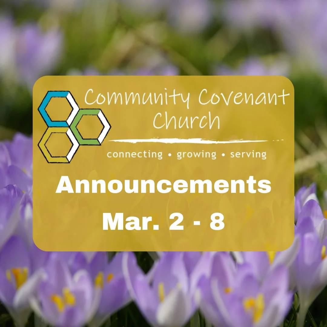 This Week at Community Covenant Church

Cookies Needed for Cookie Outreach
We&rsquo;re still collecting cookies for our outreach! This is a simple but meaningful way to bless others in our community. If you&rsquo;re able to bake or donate, we&rsquo;d