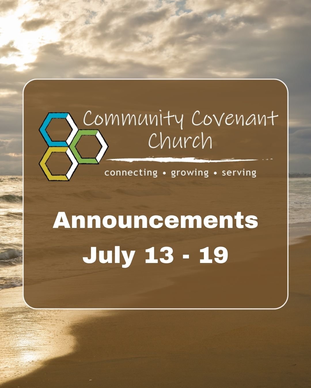 This Week at CCC

- Our summer sermon series, Character Summer, continues this Sunday as we look at the life of Moses. Through his story, we'll discover what it means to trust God's calling, follow Him in faith, and see His faithfulness through every