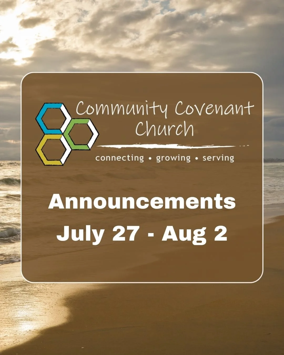 This Week at CCC

- Our summer sermon series, Character Summer, continues this Sunday as we look at the life of Peter. Through his story, we'll discover how God uses imperfect people, grows our faith, and calls us to boldly follow Jesus. Join us at 1