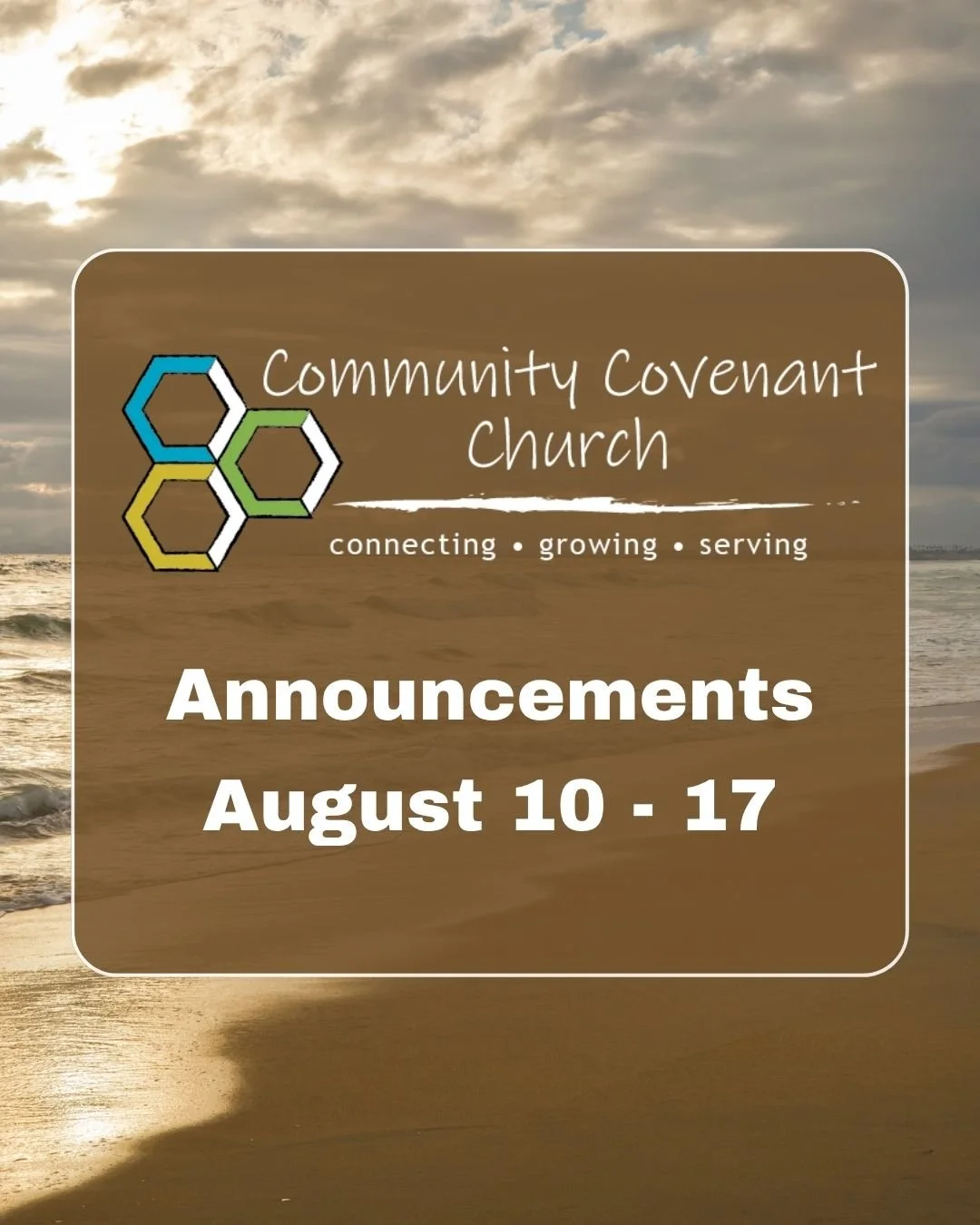 This Week at CCC

- Jump Sunday is THIS Sunday, August 16! Join us as we kick off the new ministry year with worship, a potluck, and games after church. Don't forget to bring a food item to share and stick around for the fun! It's a great Sunday to i