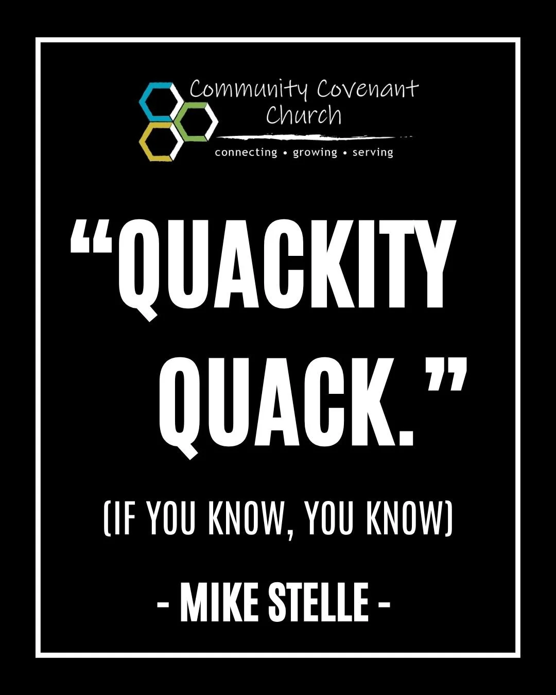 On Sunday, Pastor Mike preached his annual Jump Sunday sermon on baby duck and following Jesus. "Quackity Quack!" 

#SermonQuote #iykyk