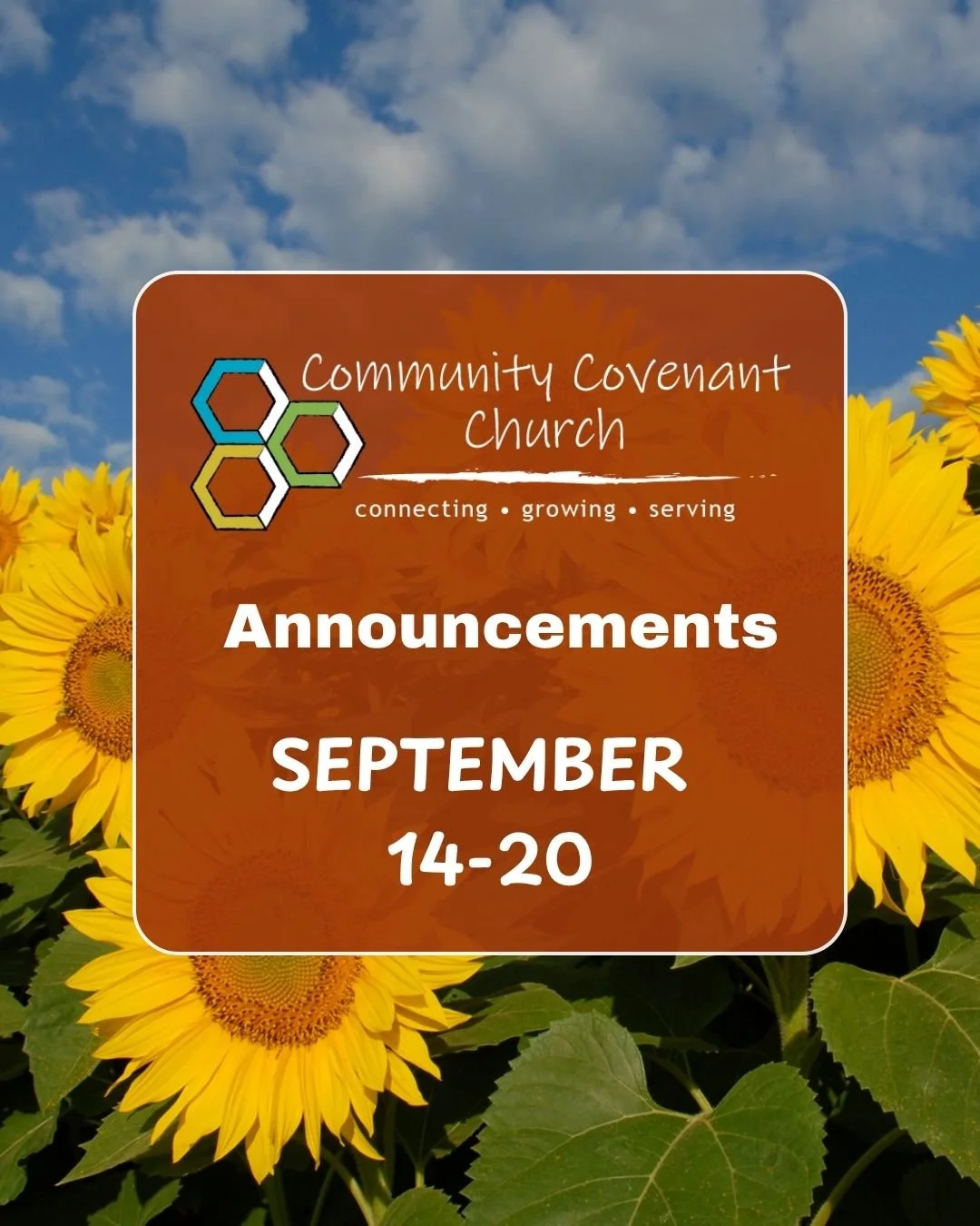 This Week at CCC

Fall Sermon Series: We&rsquo;re exploring Habakkuk, Joel, Jonah, and Ruth through the themes of mourning and rejoicing. This week, read through Joel to prepare for Sunday!

Elderberries Game Time: Join us this Thursday (tomorrow!) a